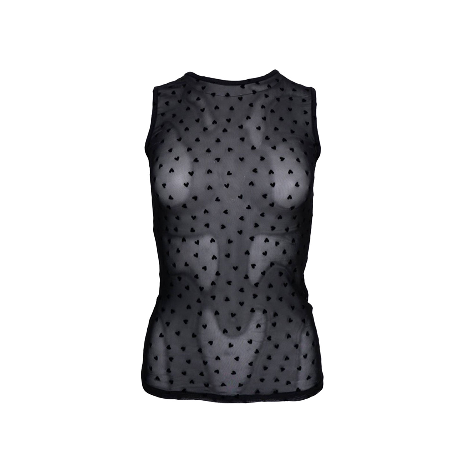 Black Colour Isole Love Mesh Tanktop Black Heart