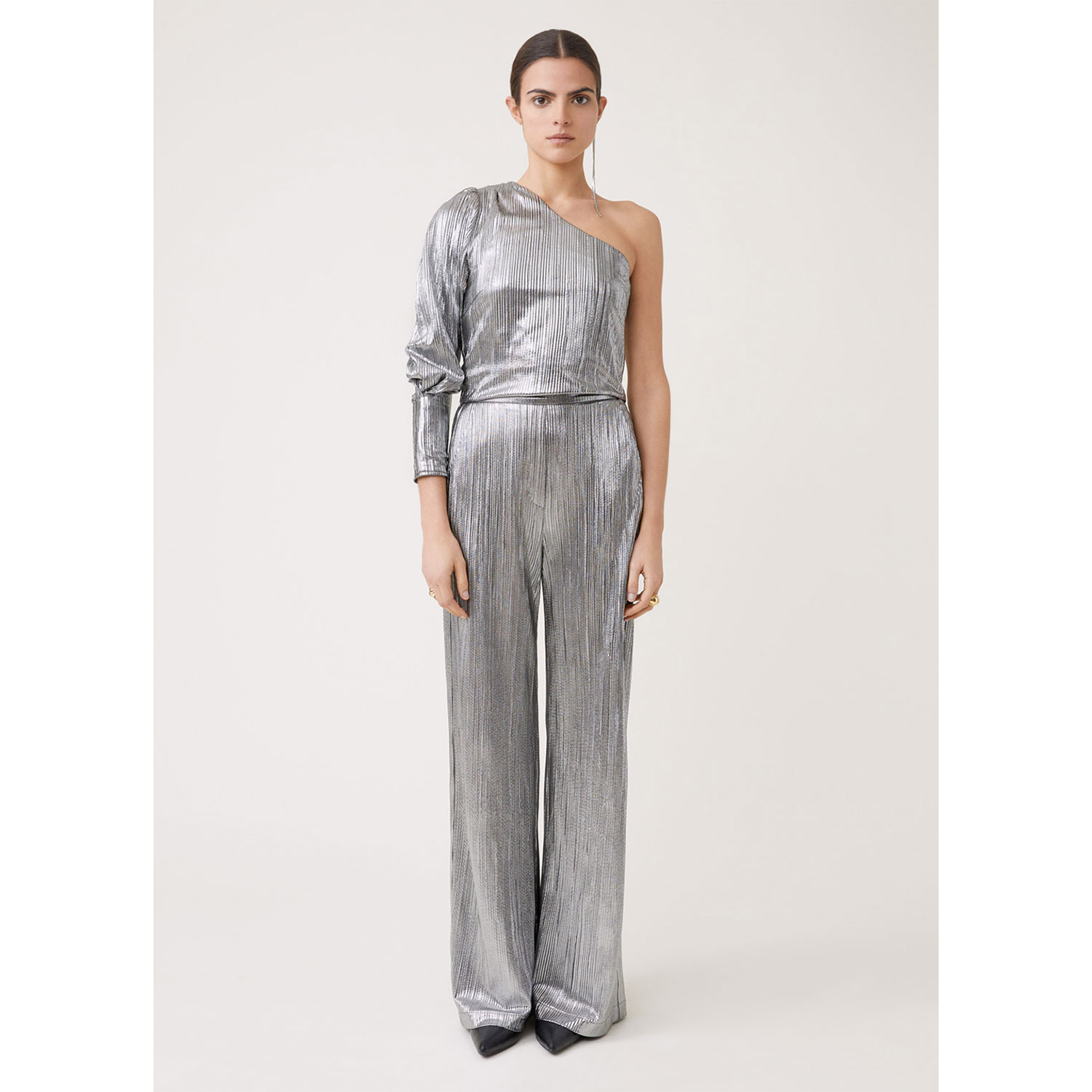 Suncoo Jill Hose mit weiten Beinen in Silber Metallic von Suncoo Model vorne