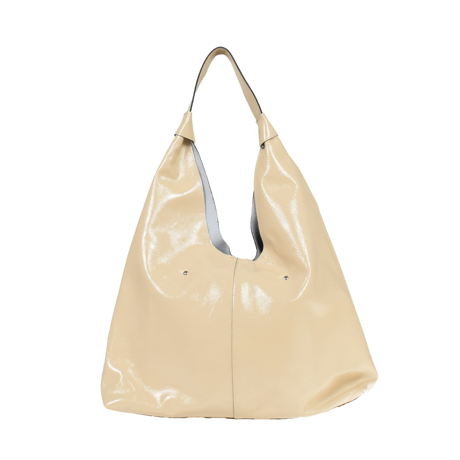 La Garçonne Accessoires Jolie Mondförmige Tasche aus ecrufarbenem Lackleder von La Garçonne Accessoires. Hinten