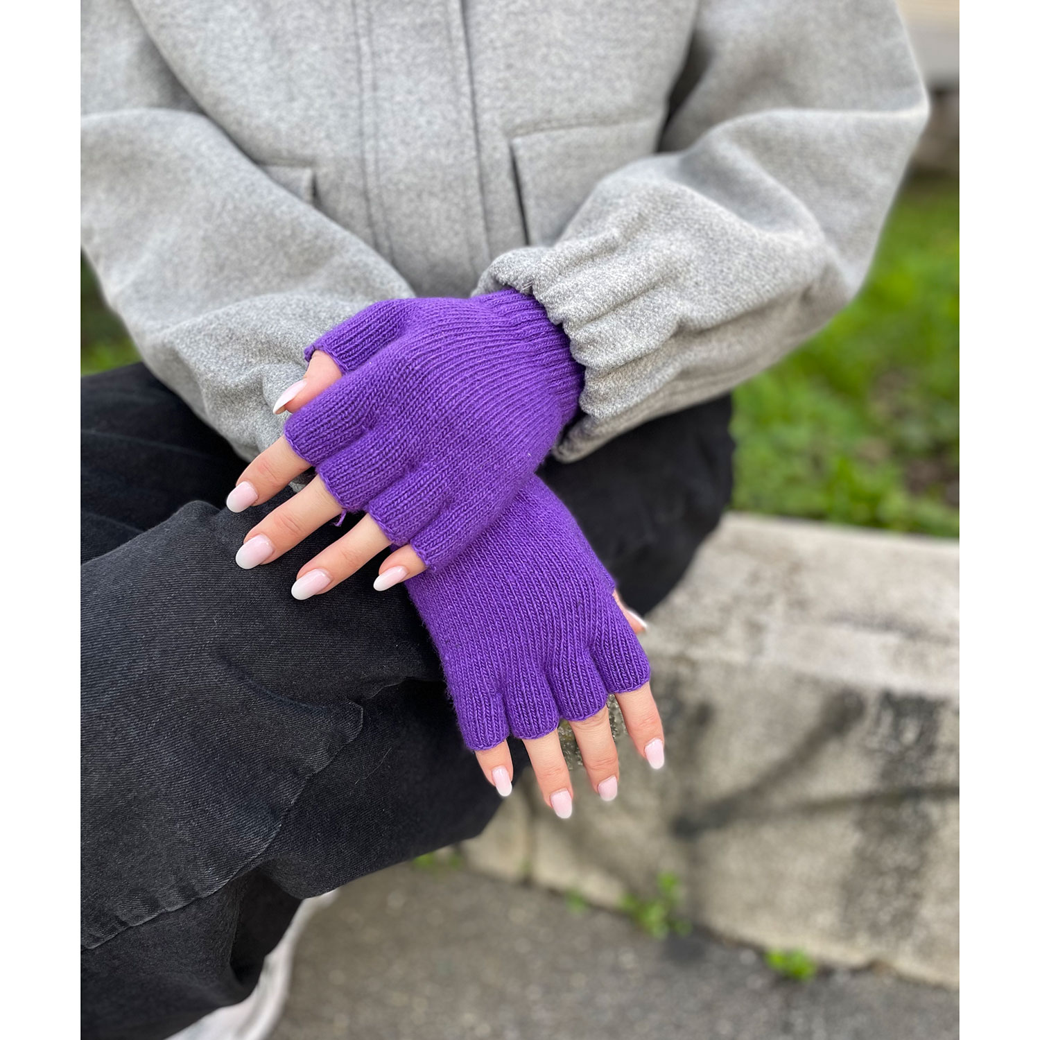 Voila Kesik Likrali Handschuhe ohne Finger in Violett von Voila