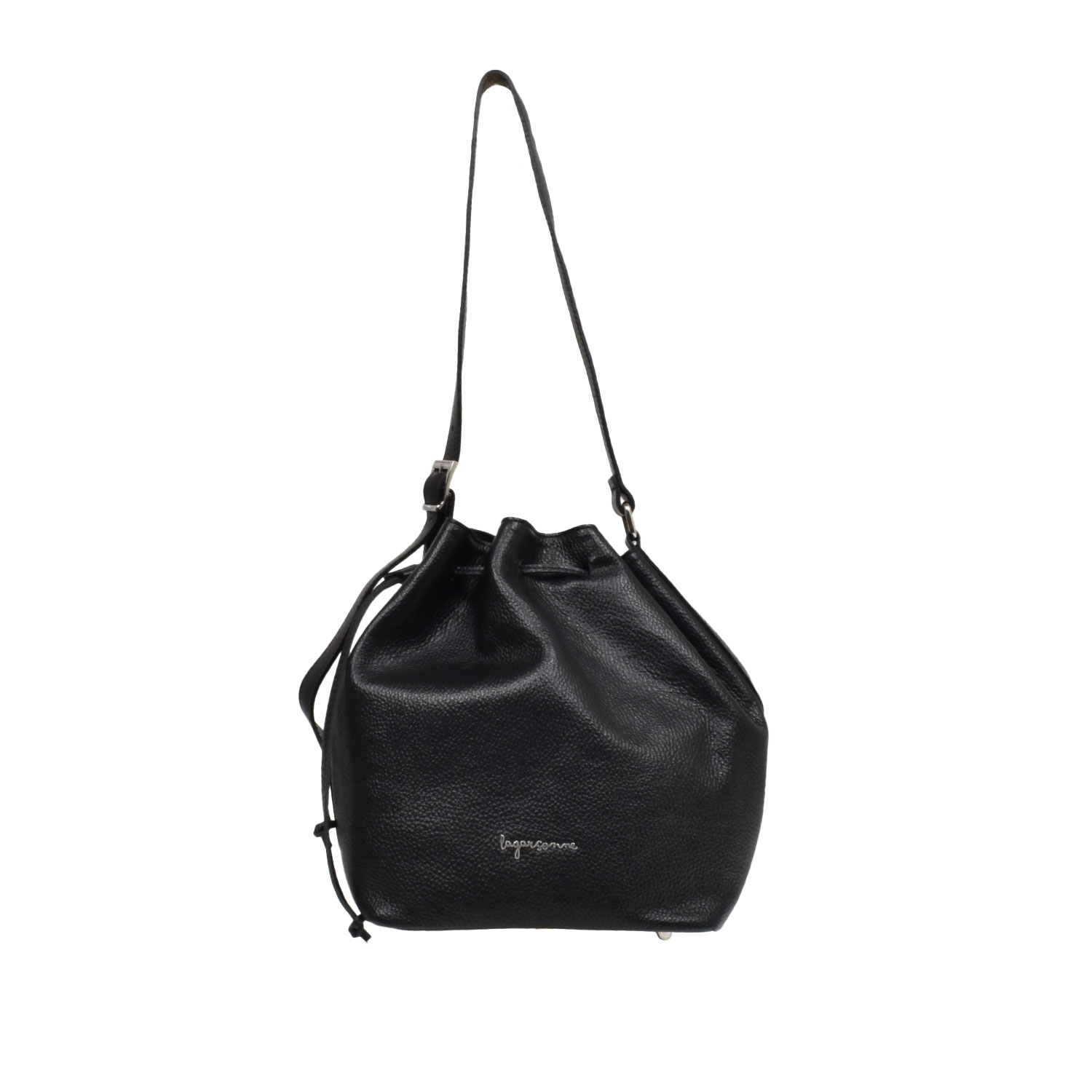 La Garçonne Accessoires Kiana Beuteltasche in Schwarz aus echtem Leder von La Garçonne vorne