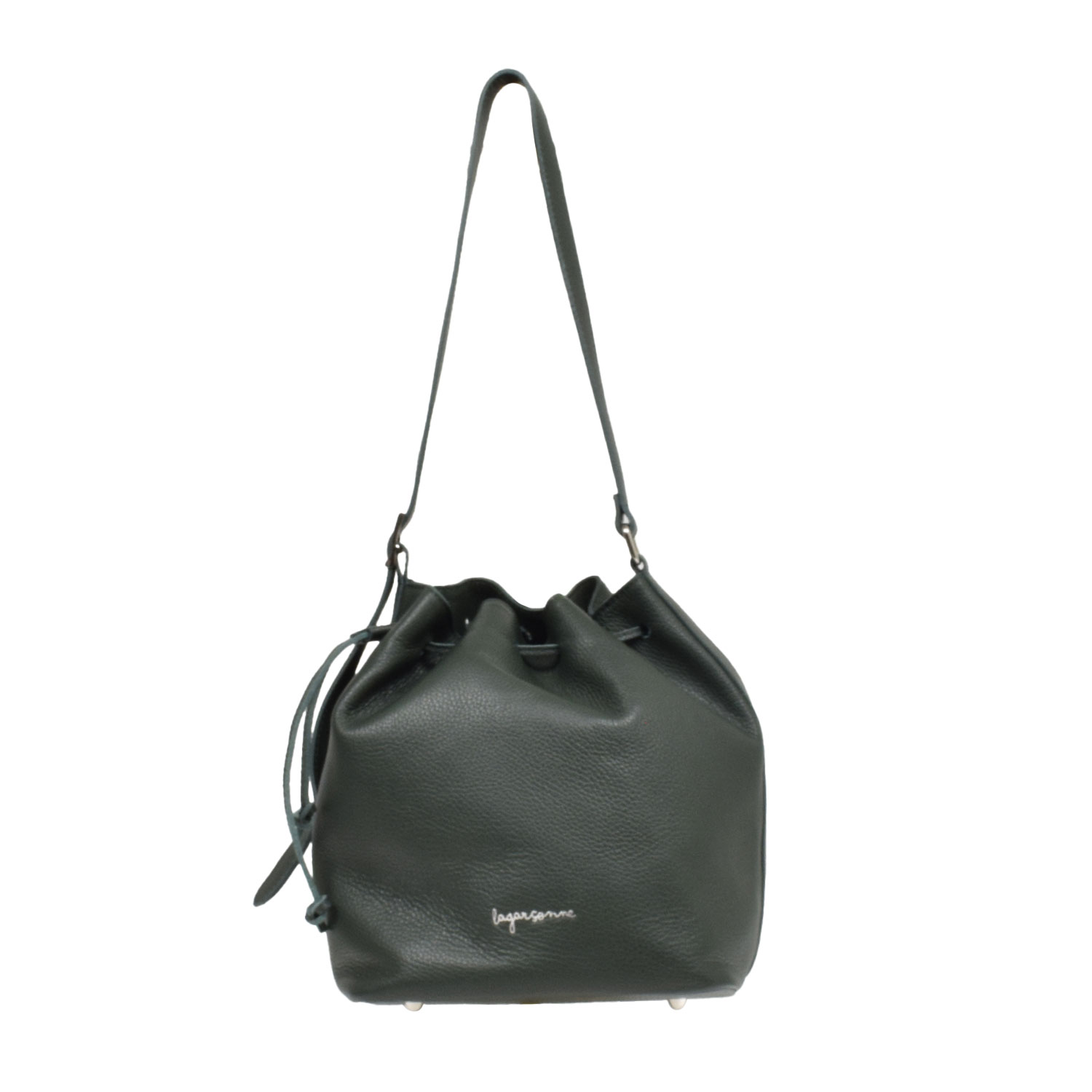 La Garçonne Accessoires Kiana Beuteltasche in Tannengrün aus echtem Leder von La Garçonne vorne