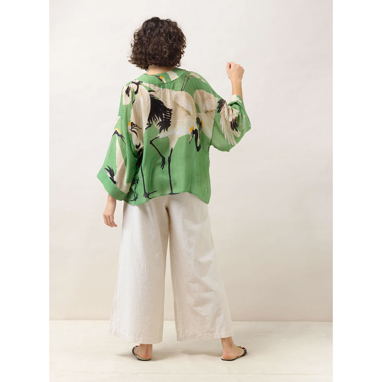 One Hundred Stars Kimono Stork Pea Green