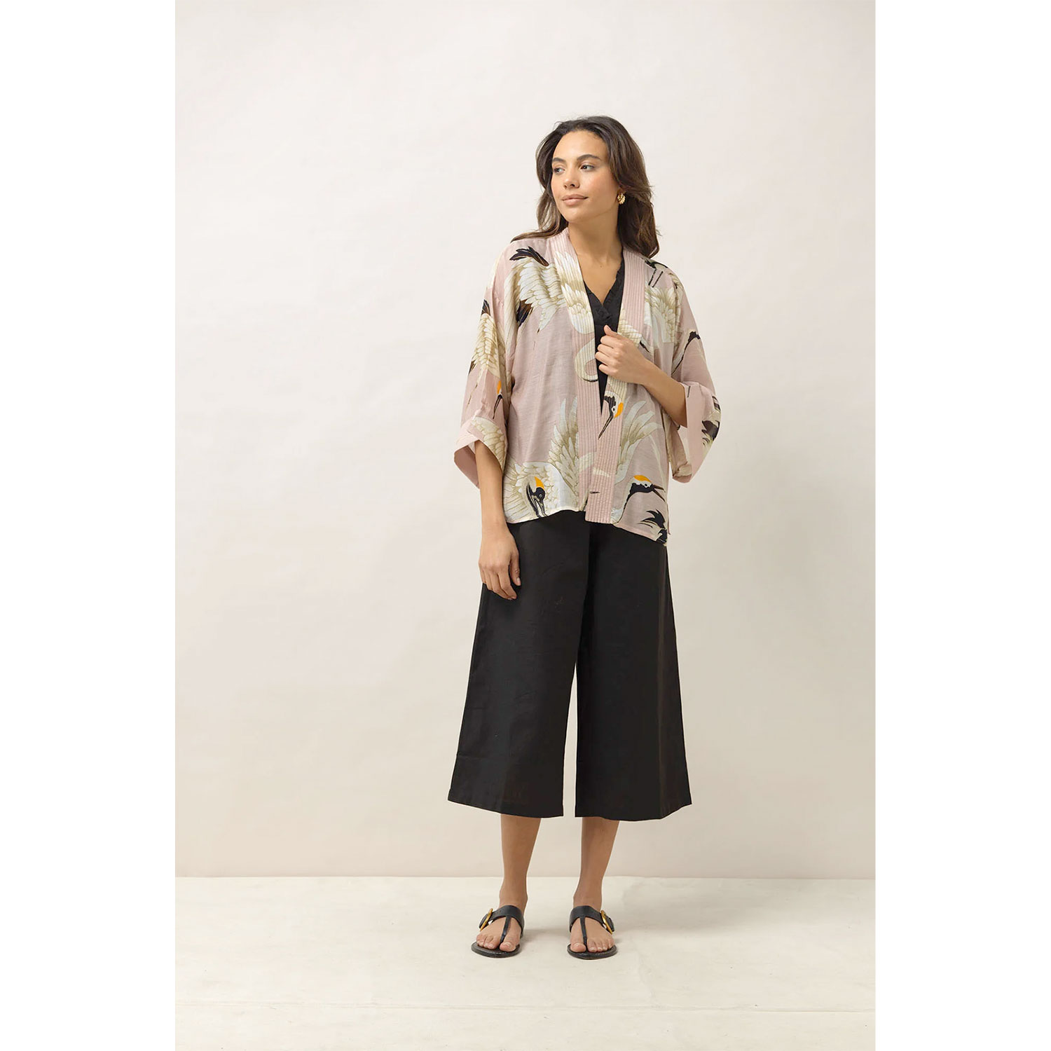 One Hundred Stars Kimono Stork Plaster Pink