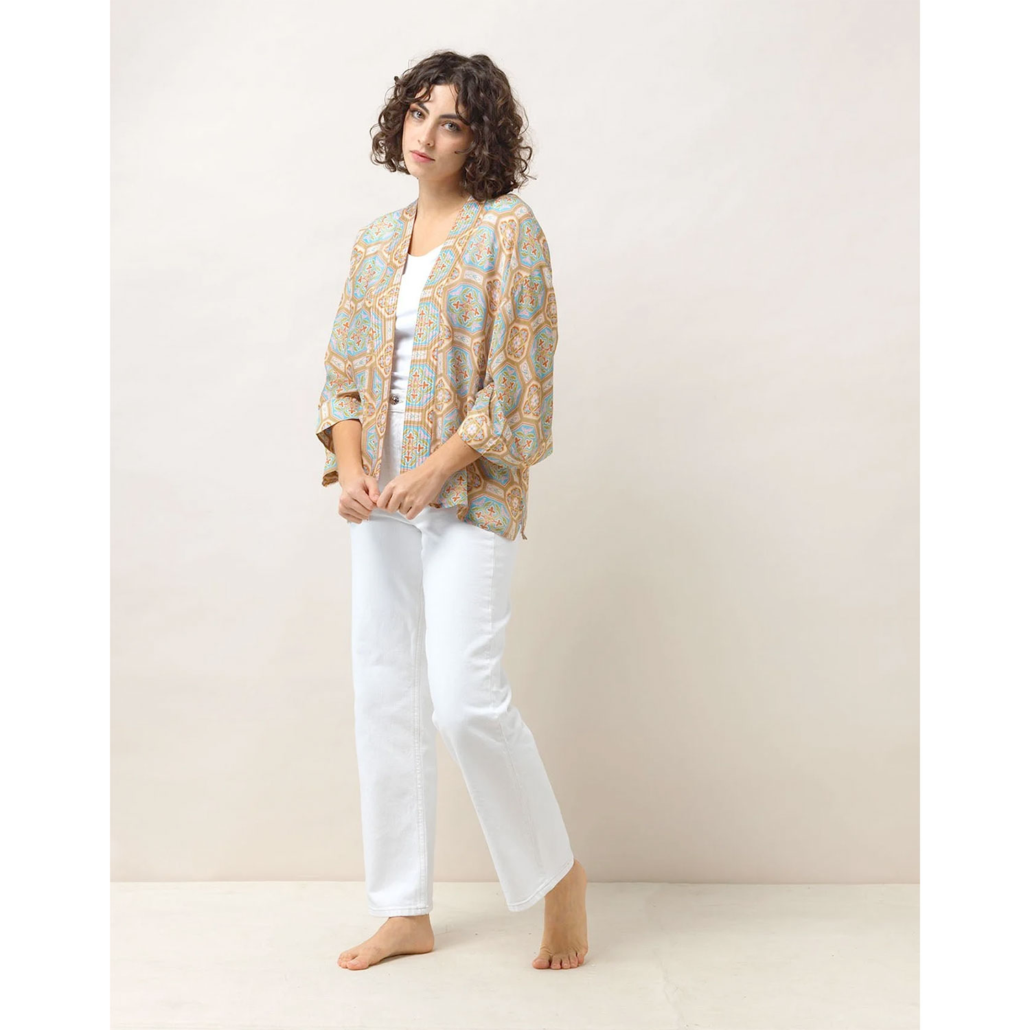 One Hundred Stars Kimono Vintage Tiles Blue