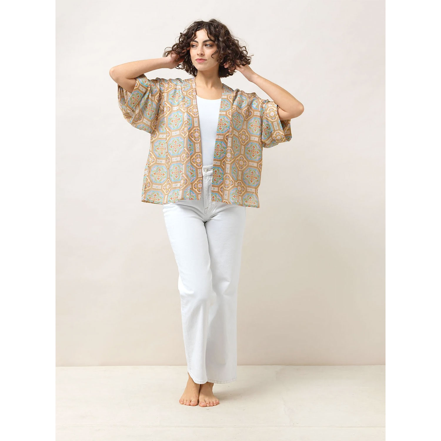 One Hundred Stars Kimono Vintage Tiles Blue