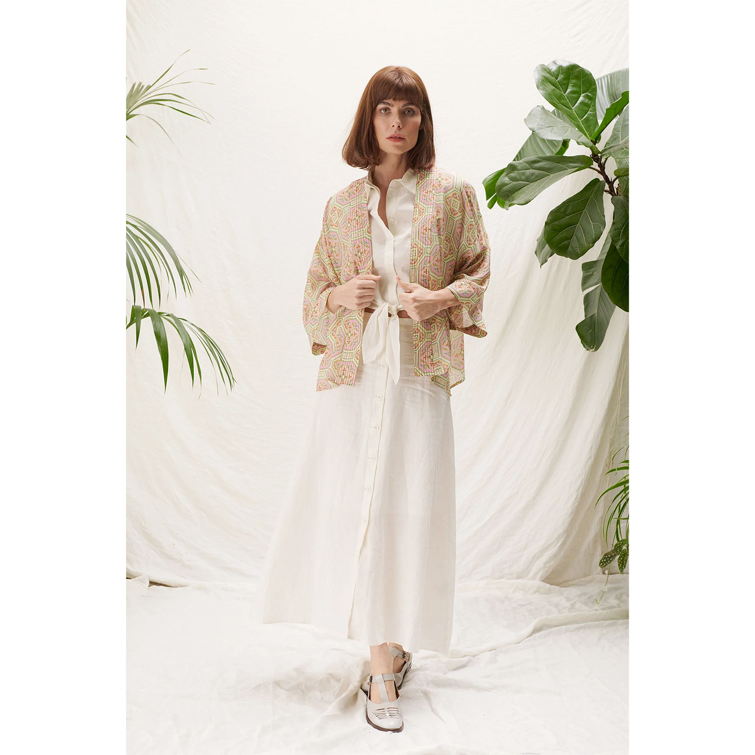 One Hundred Stars Kimono Vintage Tiles Pink