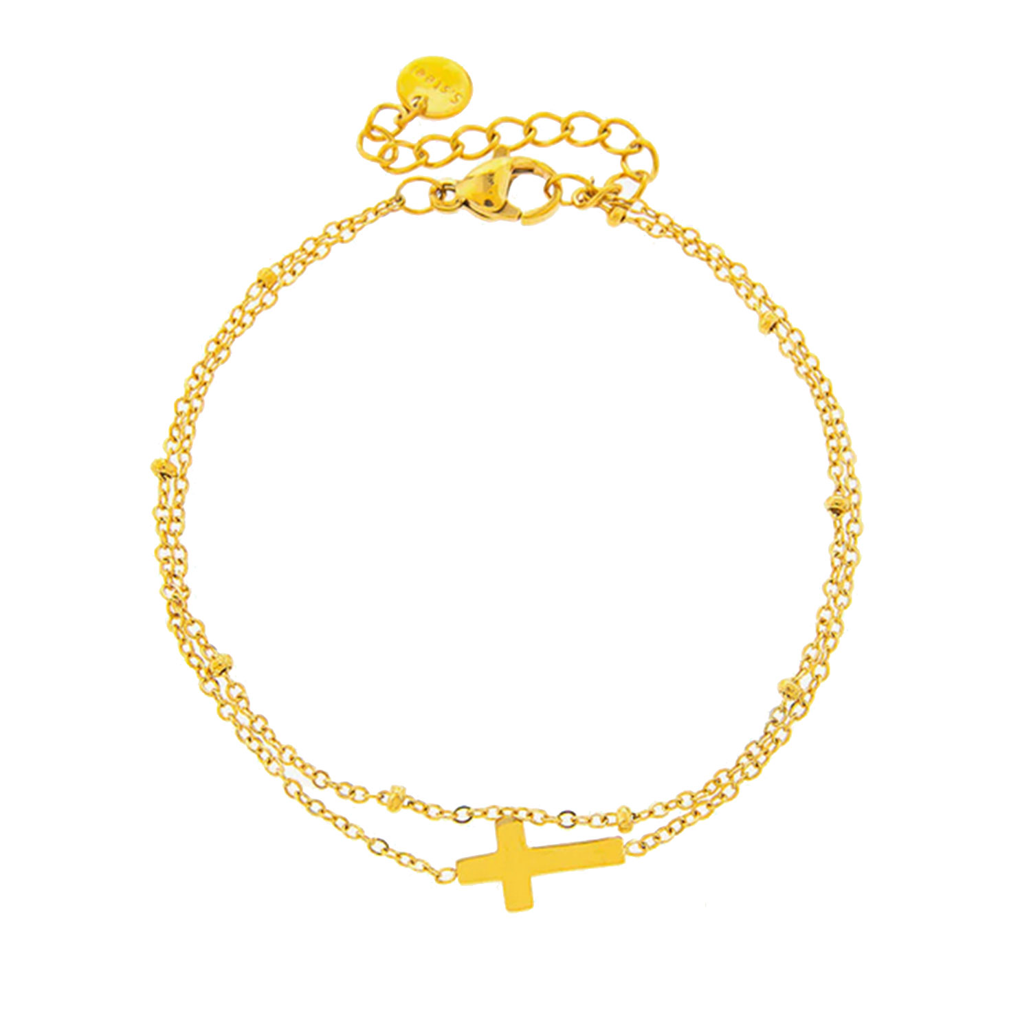 La Garçonne Bijoux Kreuz Armband Edelstahl Gold