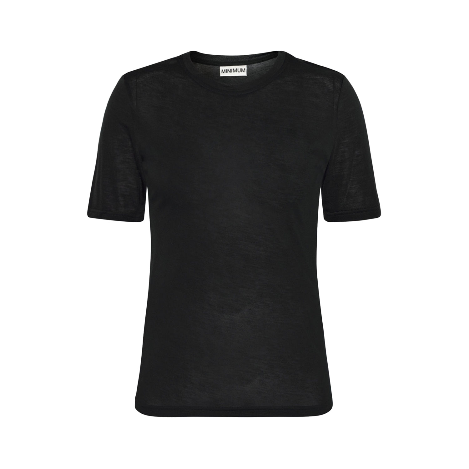 Minimum Leia Enganliegendes T-Shirt mit Rundhals-Ausschnitt in Schwarz von Minimum. Vorne