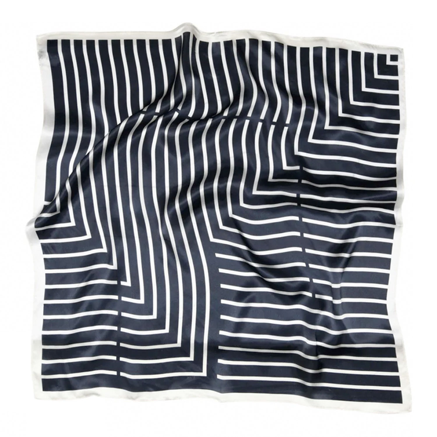 Sneaky Fox Lines Seiden Foulard Navy