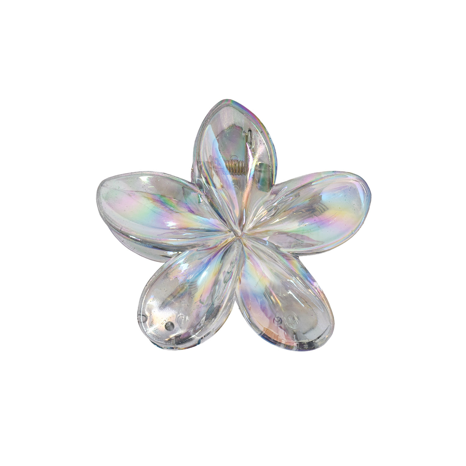 J'adore Transparente Lotusblüte Haarklammer mit holographischem schimmern in Grau von J'Adore vorne