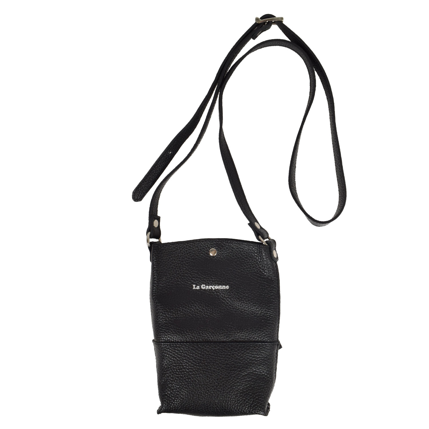 La Garçonne Accessoires Lucette Handytasche aus schwarzem Glattleder von La Garçonne Accessoires vorne