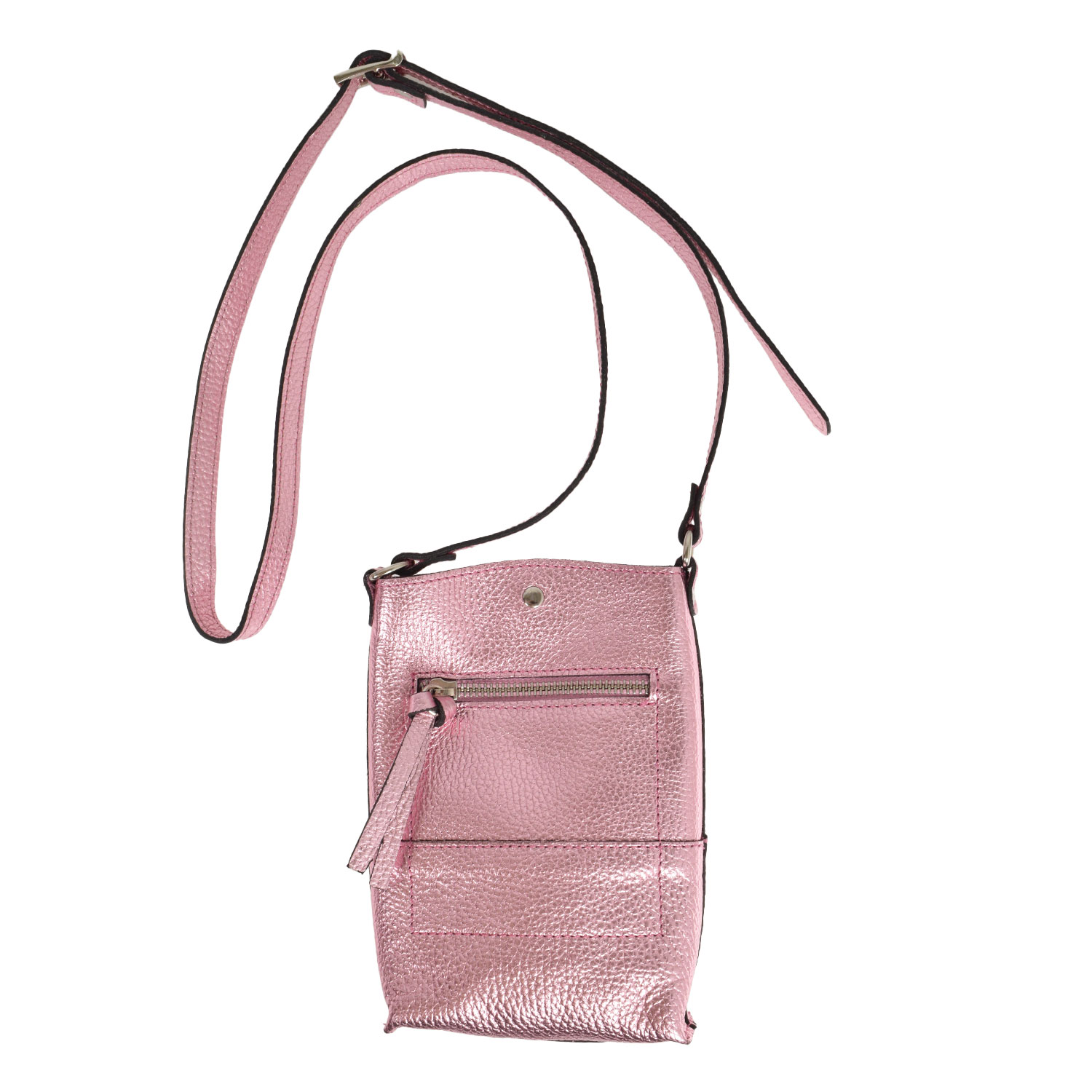 La Garçonne Accessoires Lucette Handytasche aus Glattleder in Metallic Rosa von La Garçonne Accessoires. Hinten