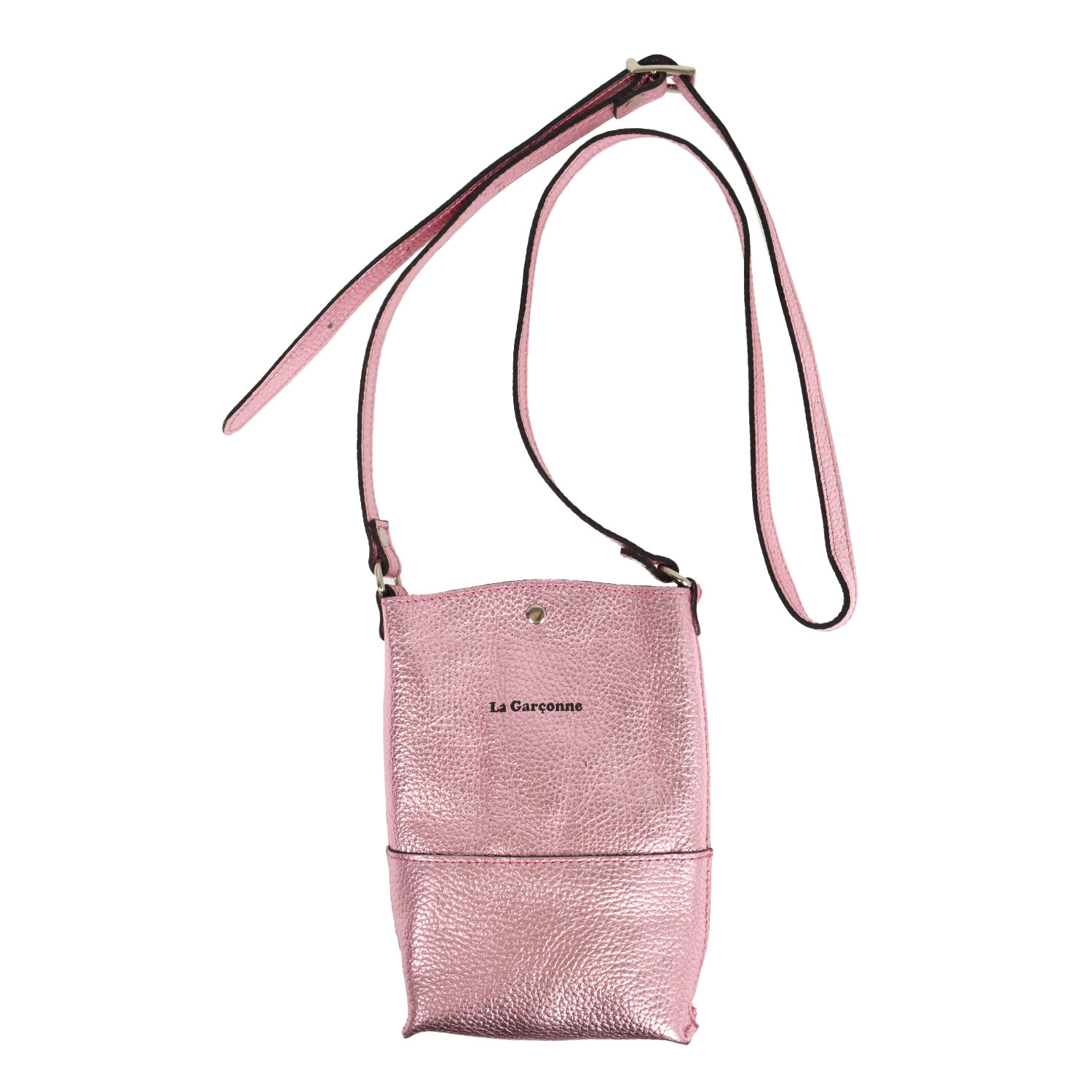 La Garçonne Accessoires Lucette Handytasche aus Glattleder in Metallic Rosa von La Garçonne Accessoires. Vorne