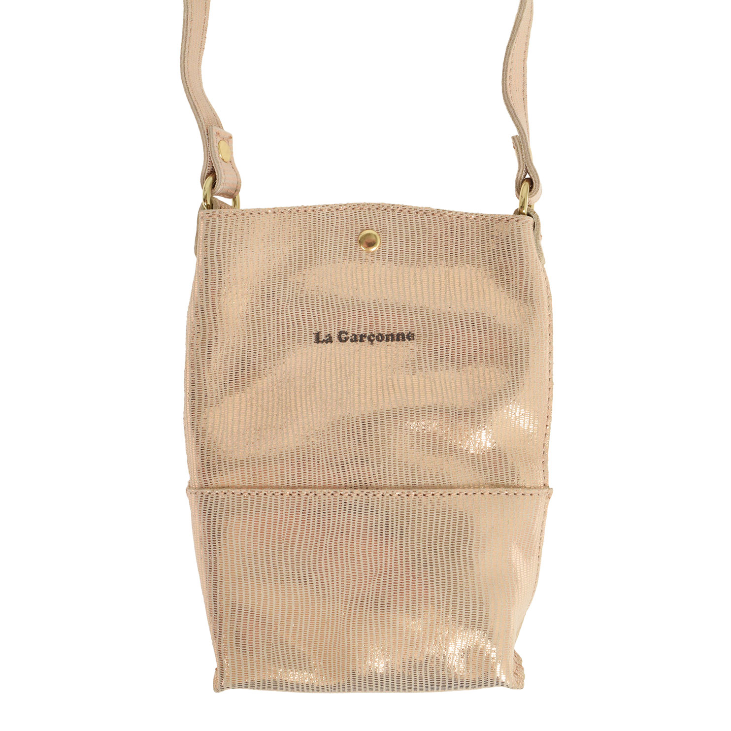 La Garçonne Accessoires Lucette Handytasche aus Glattleder in zart strukturiertem Rosegold von La Garçonne Accessoires. Vorne