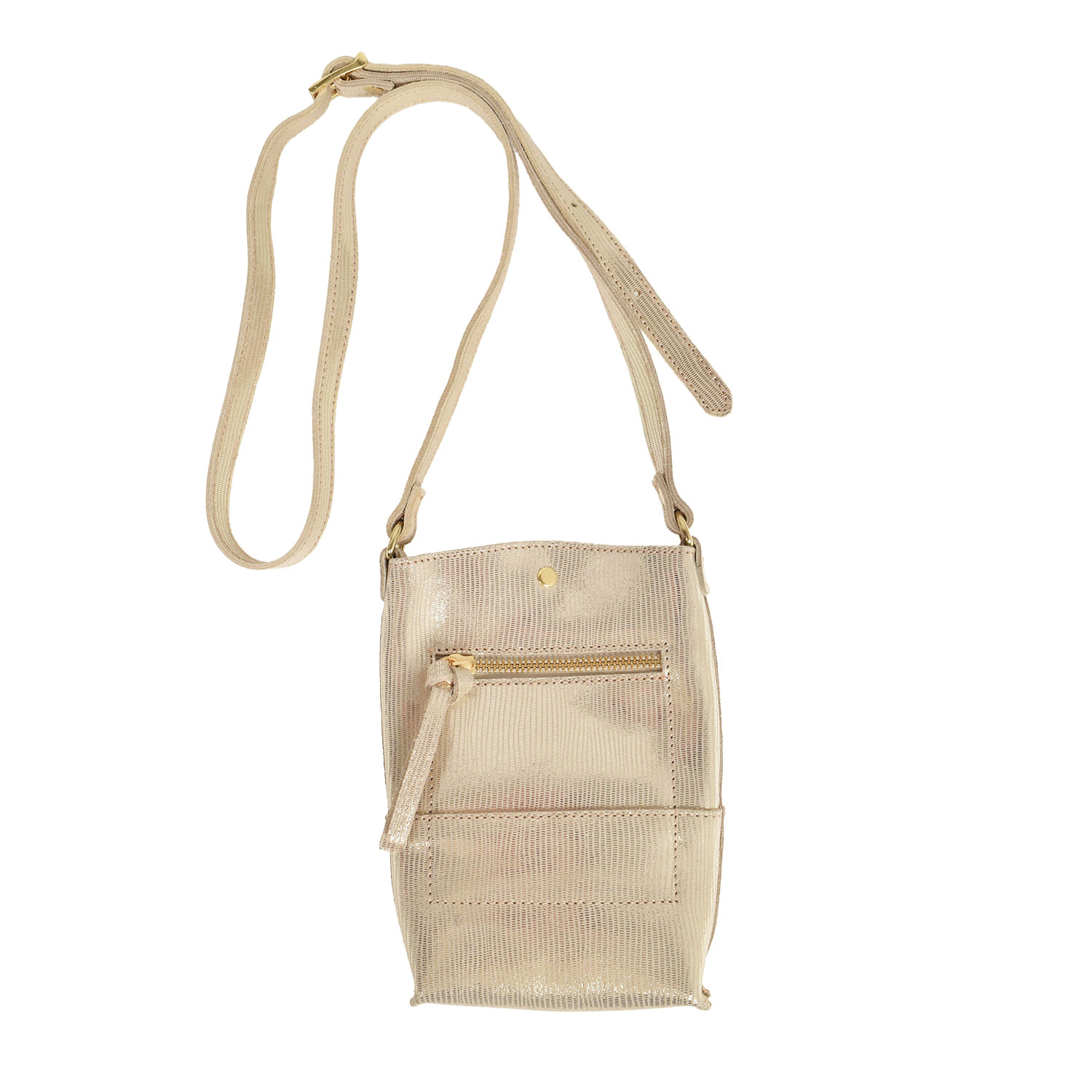 La Garçonne Accessoires Lucette Handytasche aus Glattleder in zart strukturiertem Gold von La Garçonne Accessoires. Hinten