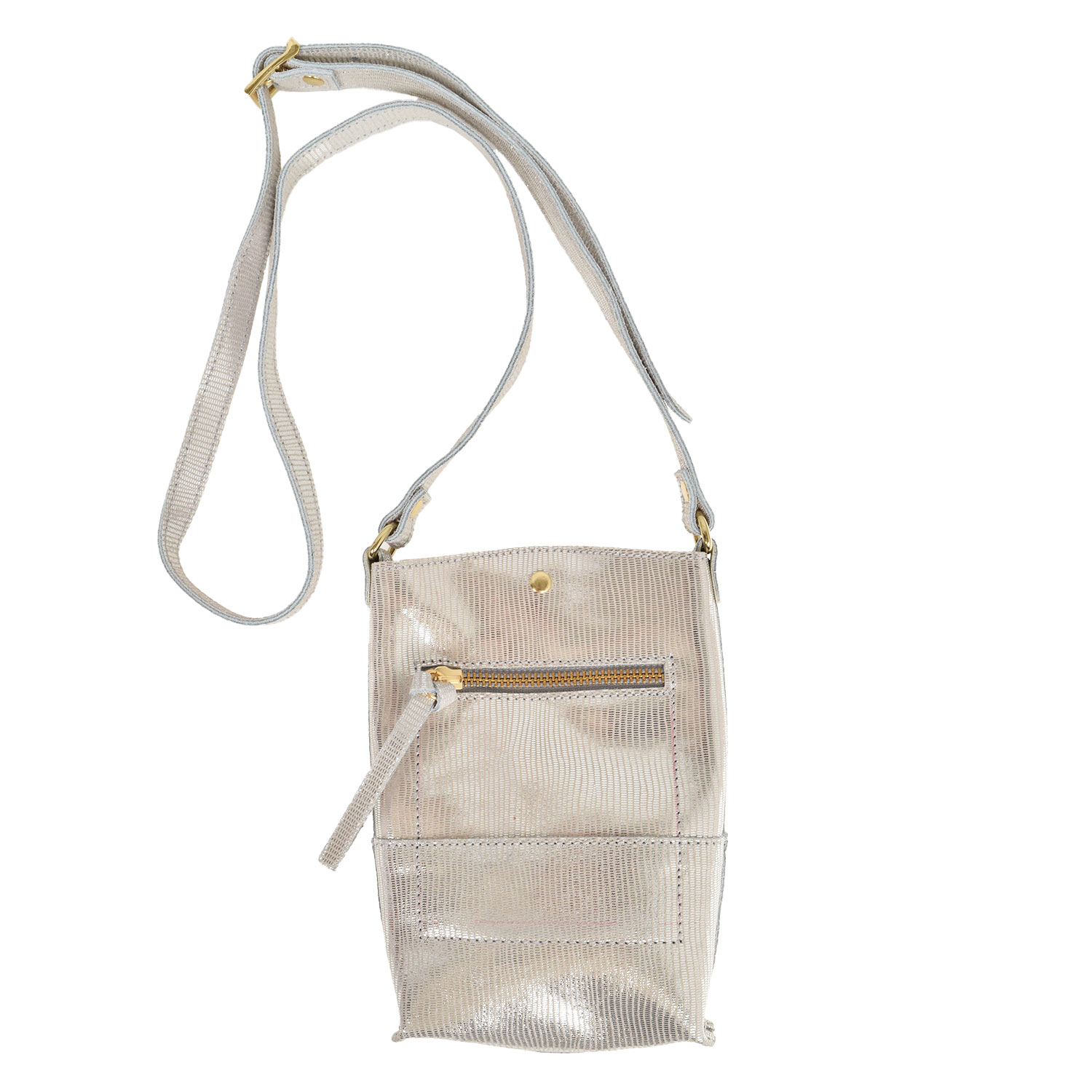 La Garçonne Accessoires Lucette Handytasche aus Glattleder in zart strukturiertem Silber von La Garçonne Accessoires. Hinten