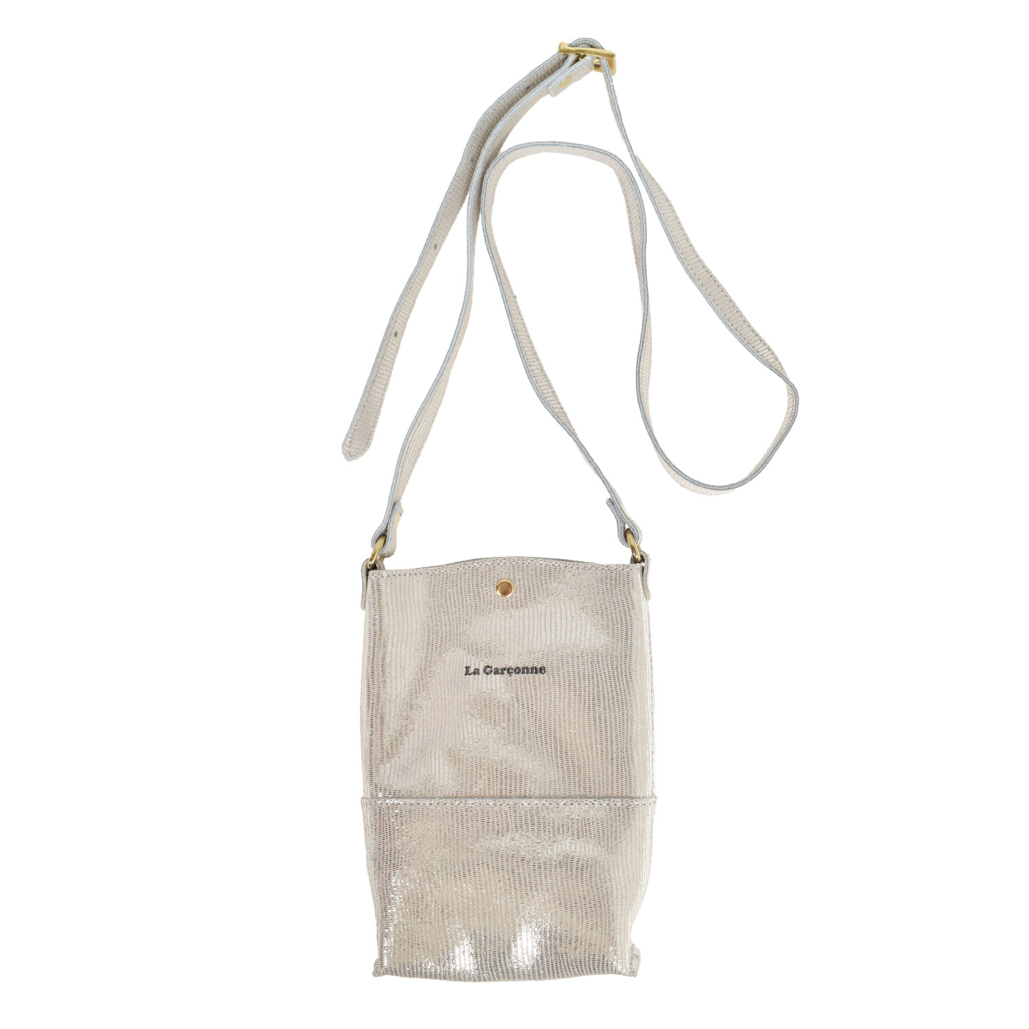 La Garçonne Accessoires Lucette Handytasche aus Glattleder in zart strukturiertem Silber von La Garçonne Accessoires. Vorne