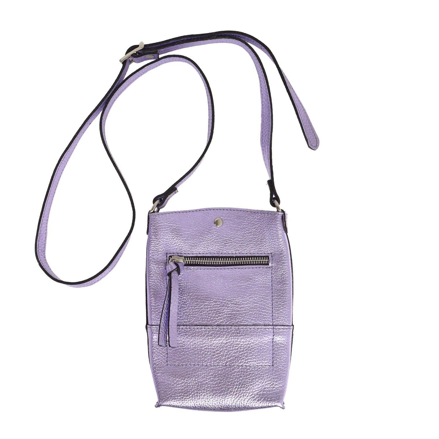 La Garçonne Accessoires Lucette Handytasche aus Glattleder in Metallic Lila von La Garçonne Accessoires. Hinten