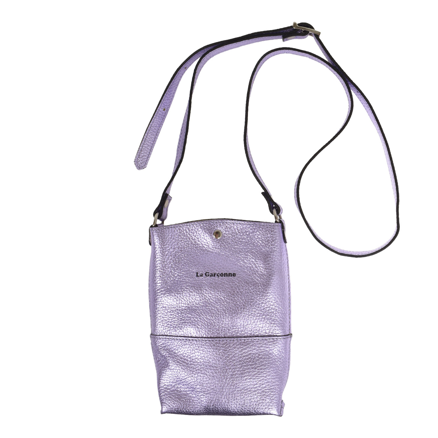 La Garçonne Accessoires Lucette Handytasche aus Glattleder in Metallic Lila von La Garçonne Accessoires. Vorne