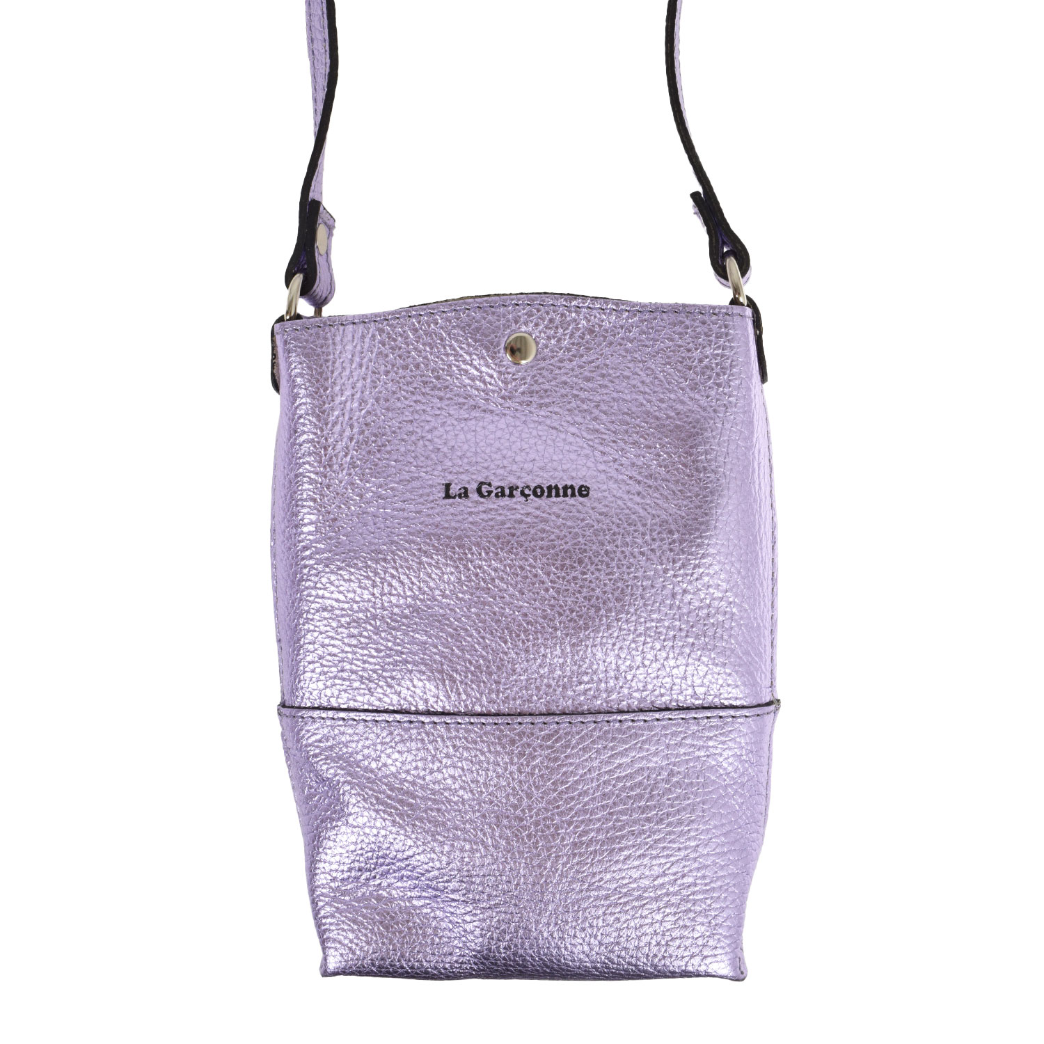 La Garçonne Accessoires Lucette Handytasche aus Glattleder in Metallic Lila von La Garçonne Accessoires. Vorne