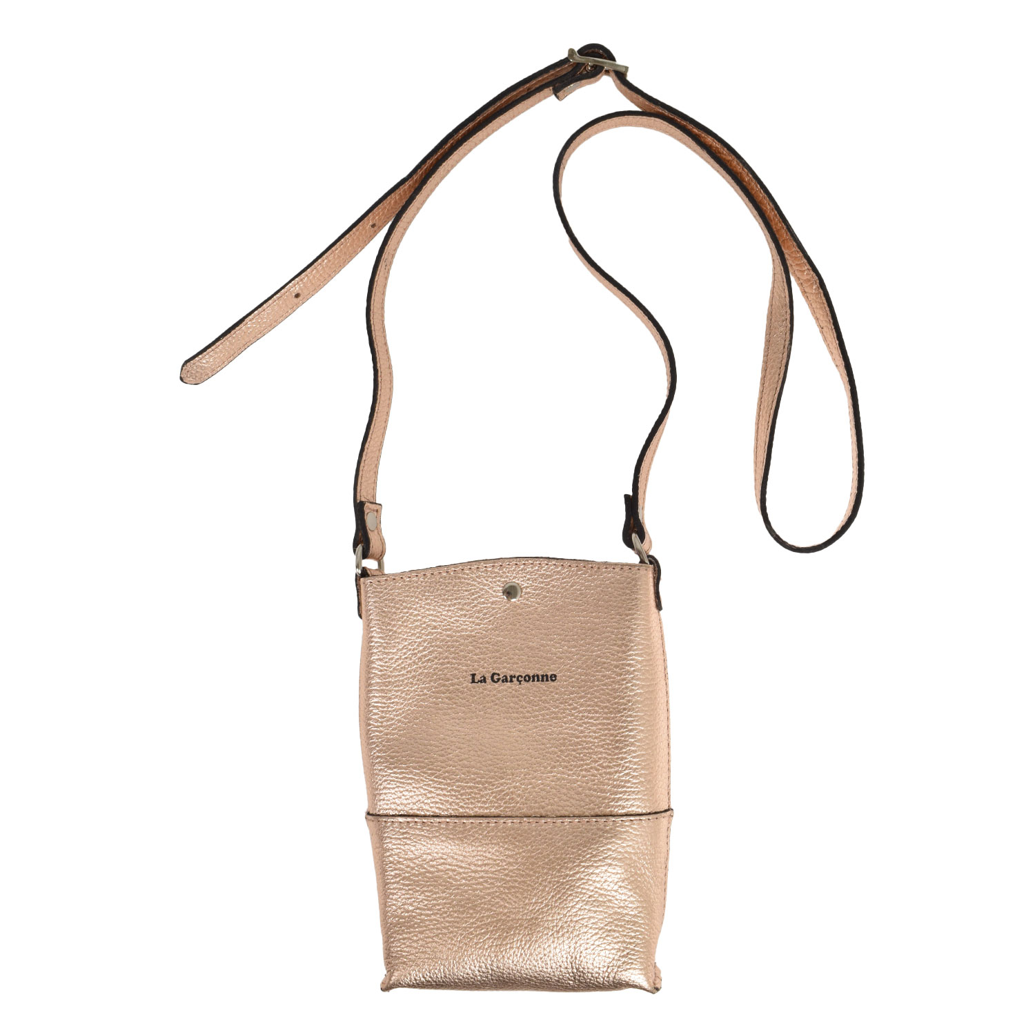 La Garçonne Accessoires Lucette Handytasche aus Glattleder in metalischem Rosegold von La Garçonne Accessoires