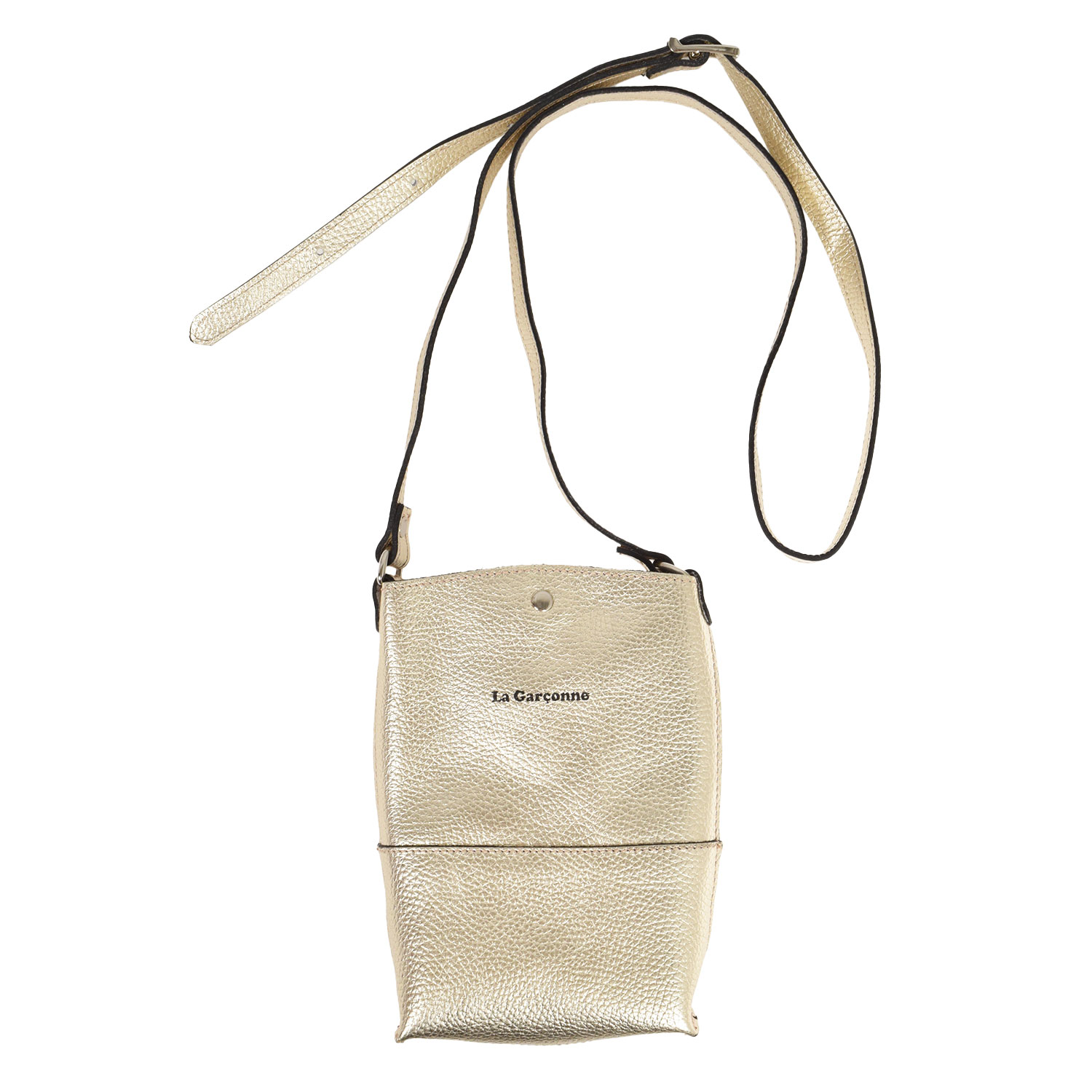 La Garçonne Accessoires Lucette Handytasche aus Glattleder in metalischem Hellsilber von La Garçonne Accessoires vorne