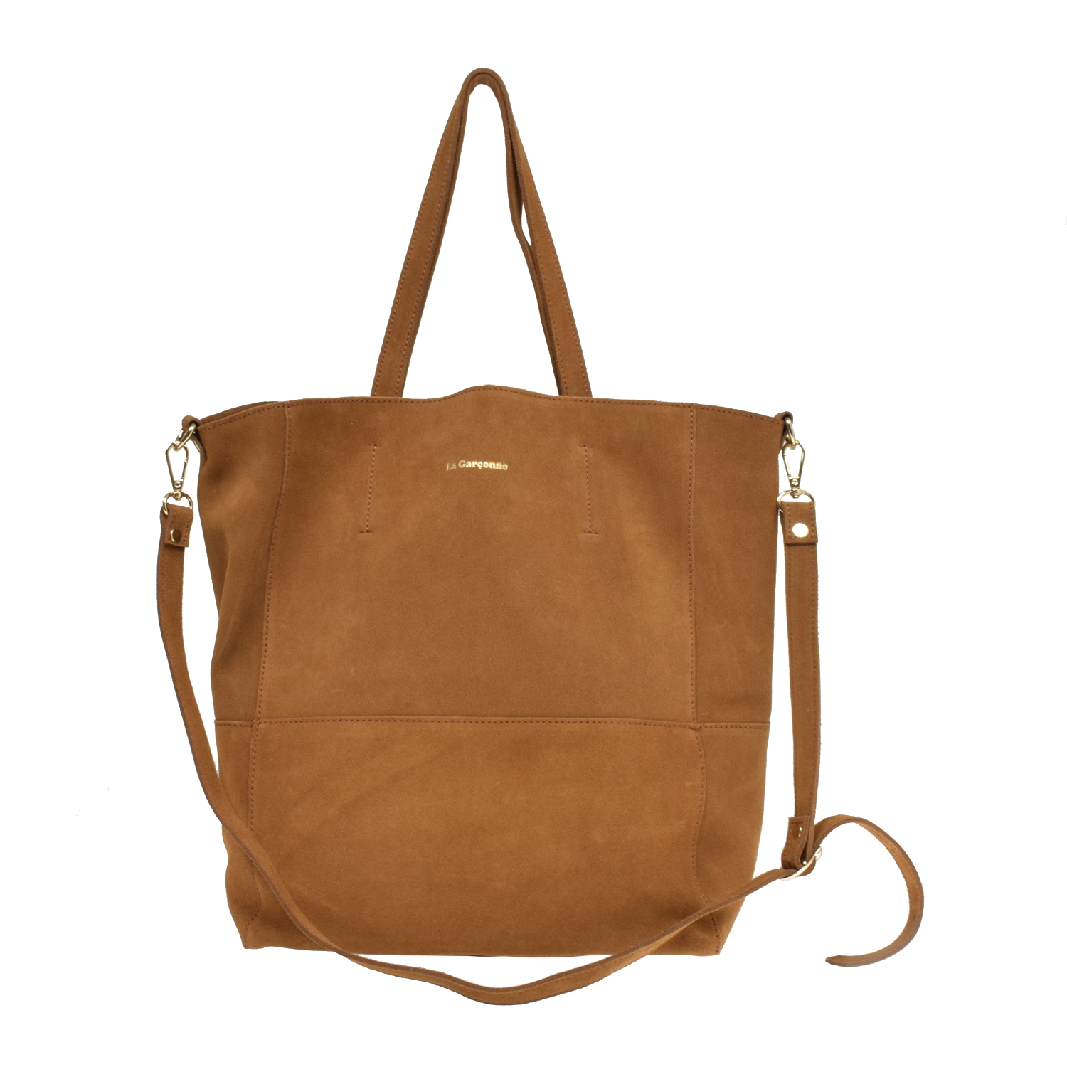 La Garçonne Accessoires Lucie Tasche aus Wildleder in Beige von La Garçonne Accessoires vorne