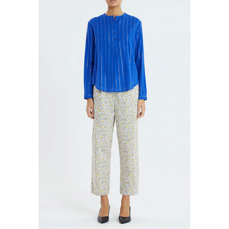 Lolly's Laundry Lux Lolly's Laundry Bluse Blau Model Vorne