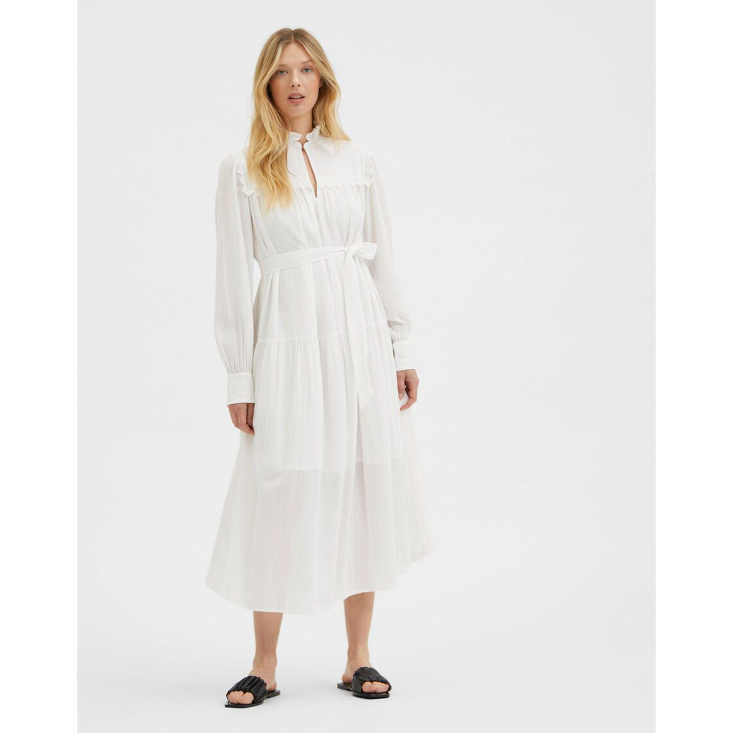 Selected Femme Maxa Midi Kleid Snow White von Selected Femme vorne