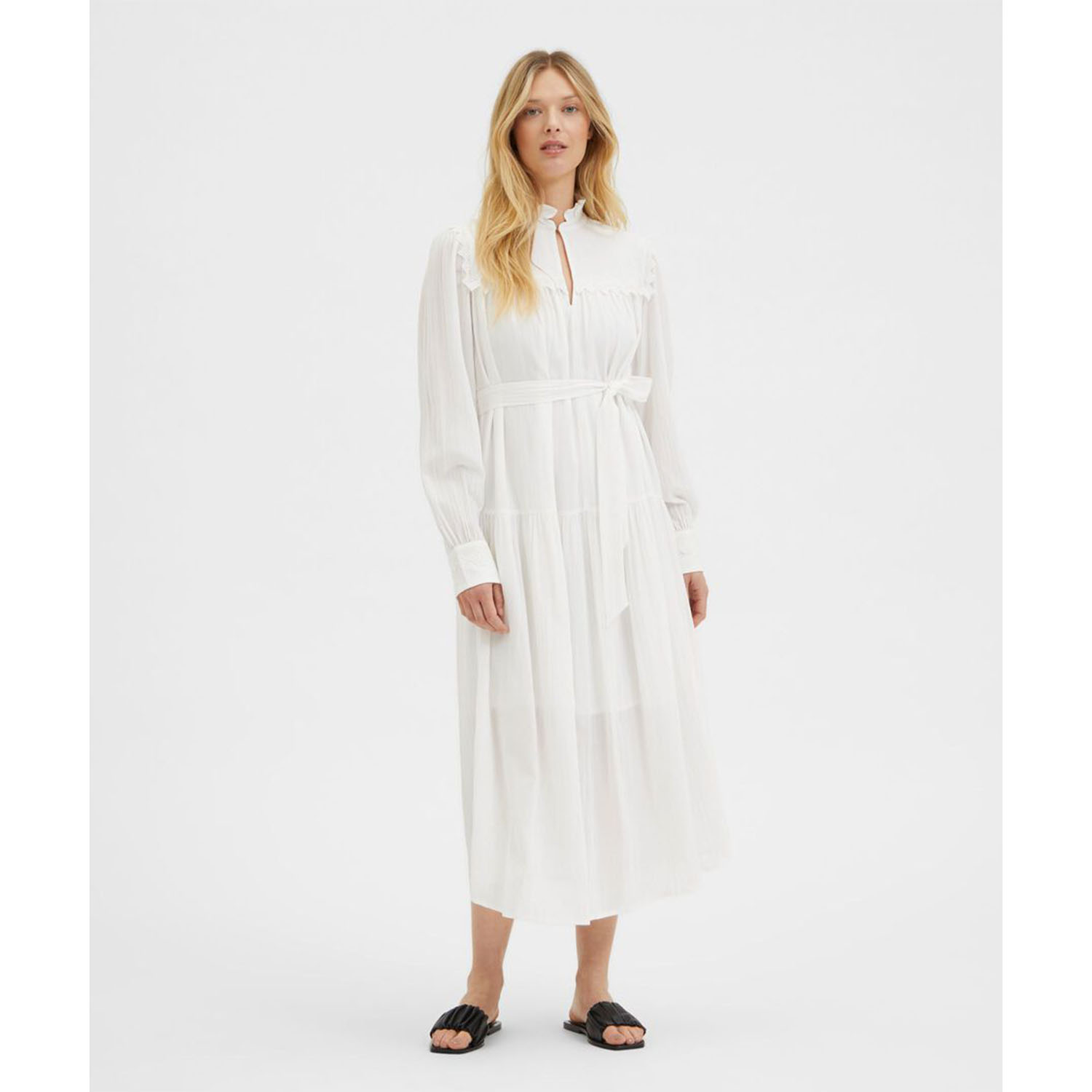 Selected Femme Maxa Midi Kleid Snow White