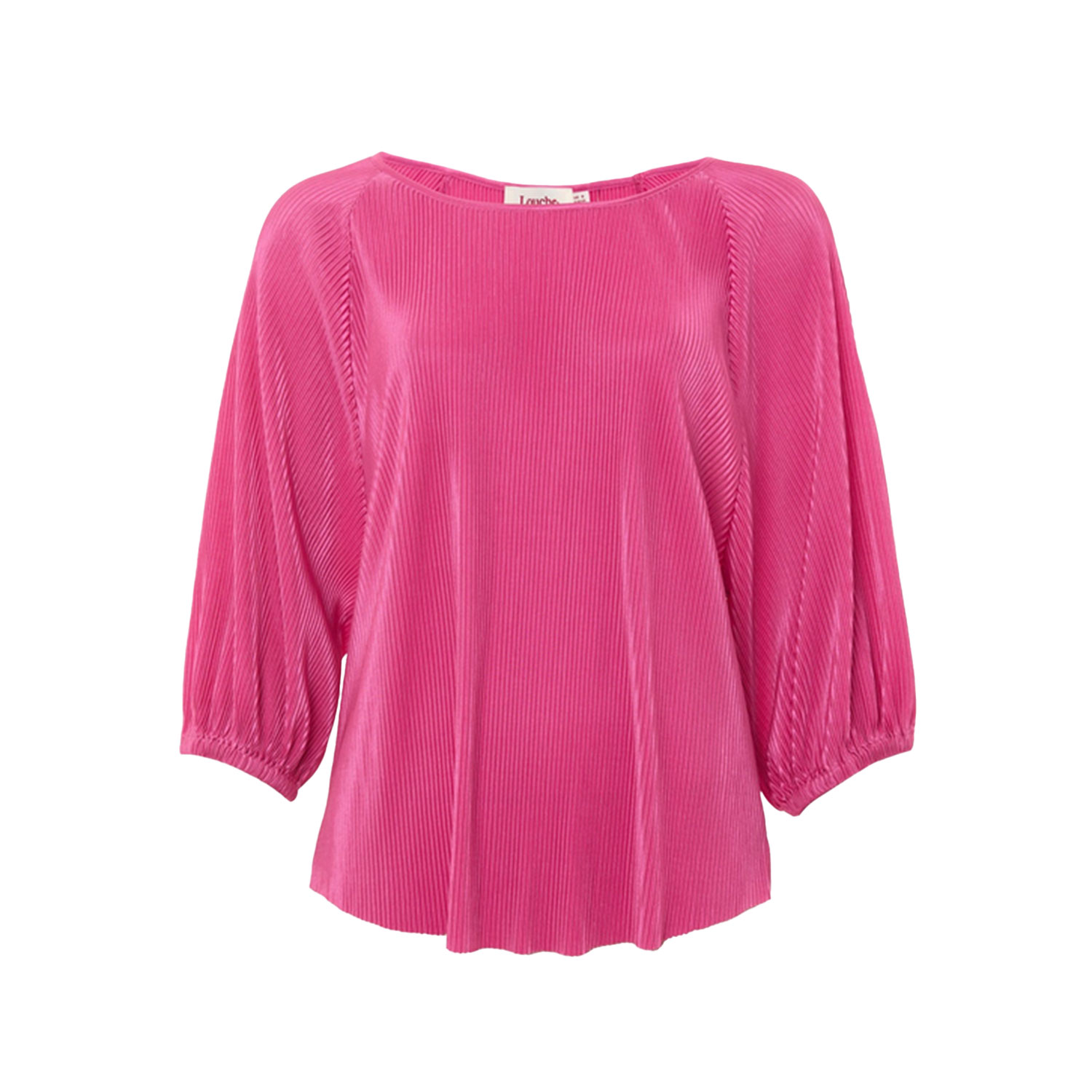 Louche Mayanna Bluse mit Rundhals-Ausschnitt und 3/4 langen Ärmel von Louche in Pink vorne