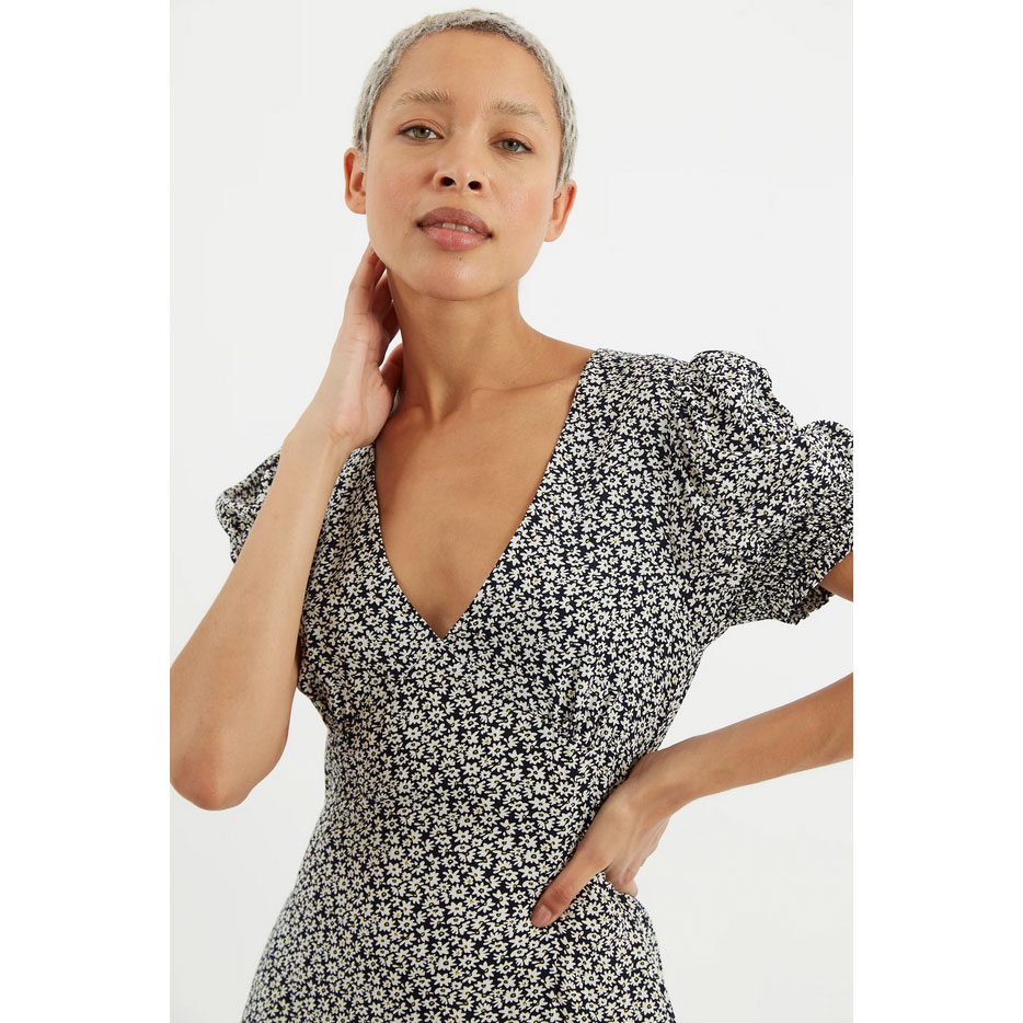 Louche Minerva Dazzler Louche Kleid Schwarz Weiss Model Detail