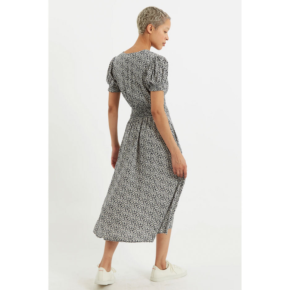 Louche Minerva Dazzler Louche Kleid Schwarz Weiss Model hinten