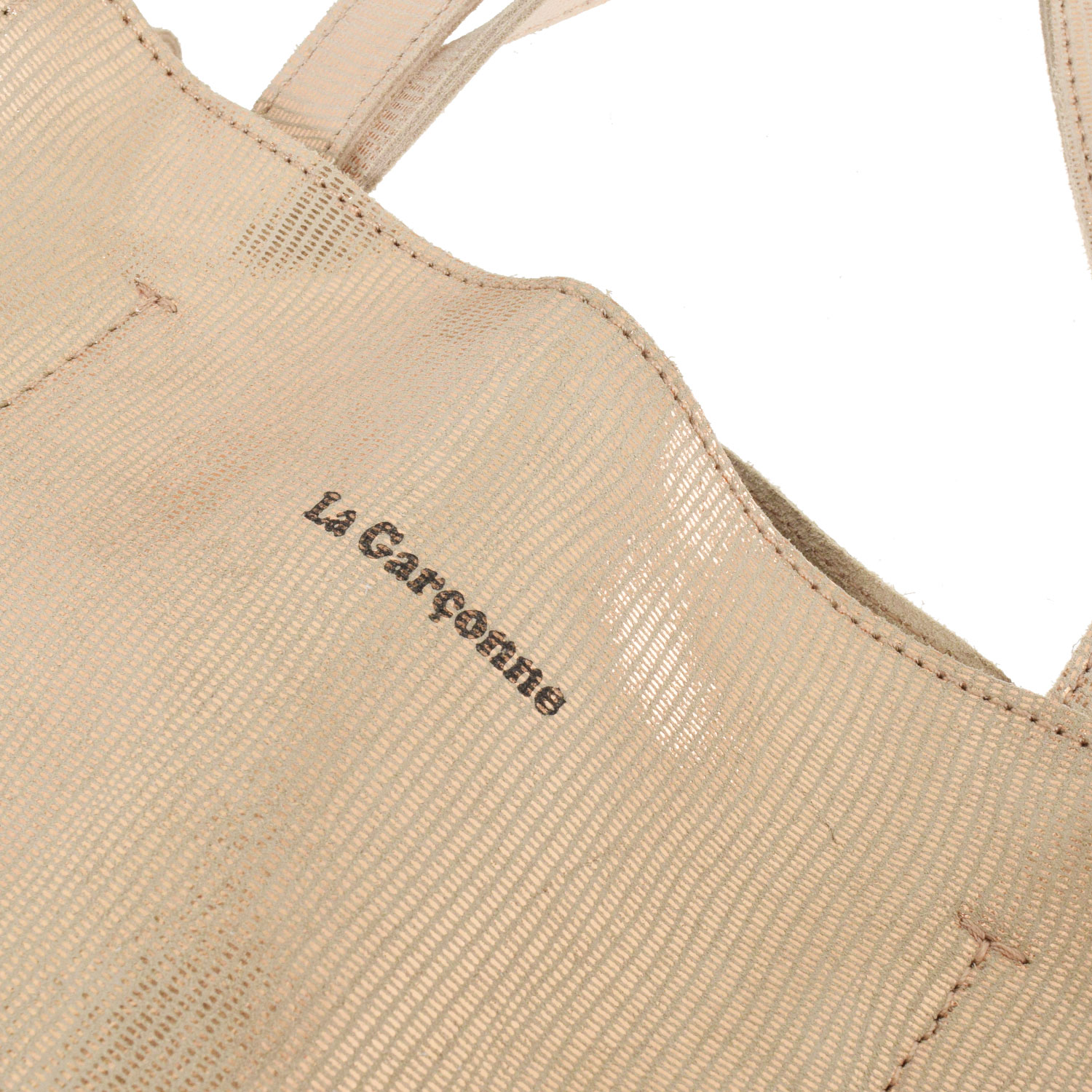 La Garçonne Accessoires Mini Lucie Shopper aus rosegoldfarbenem, strukturiertem Leder von La Garçonne Accessoires. Detail