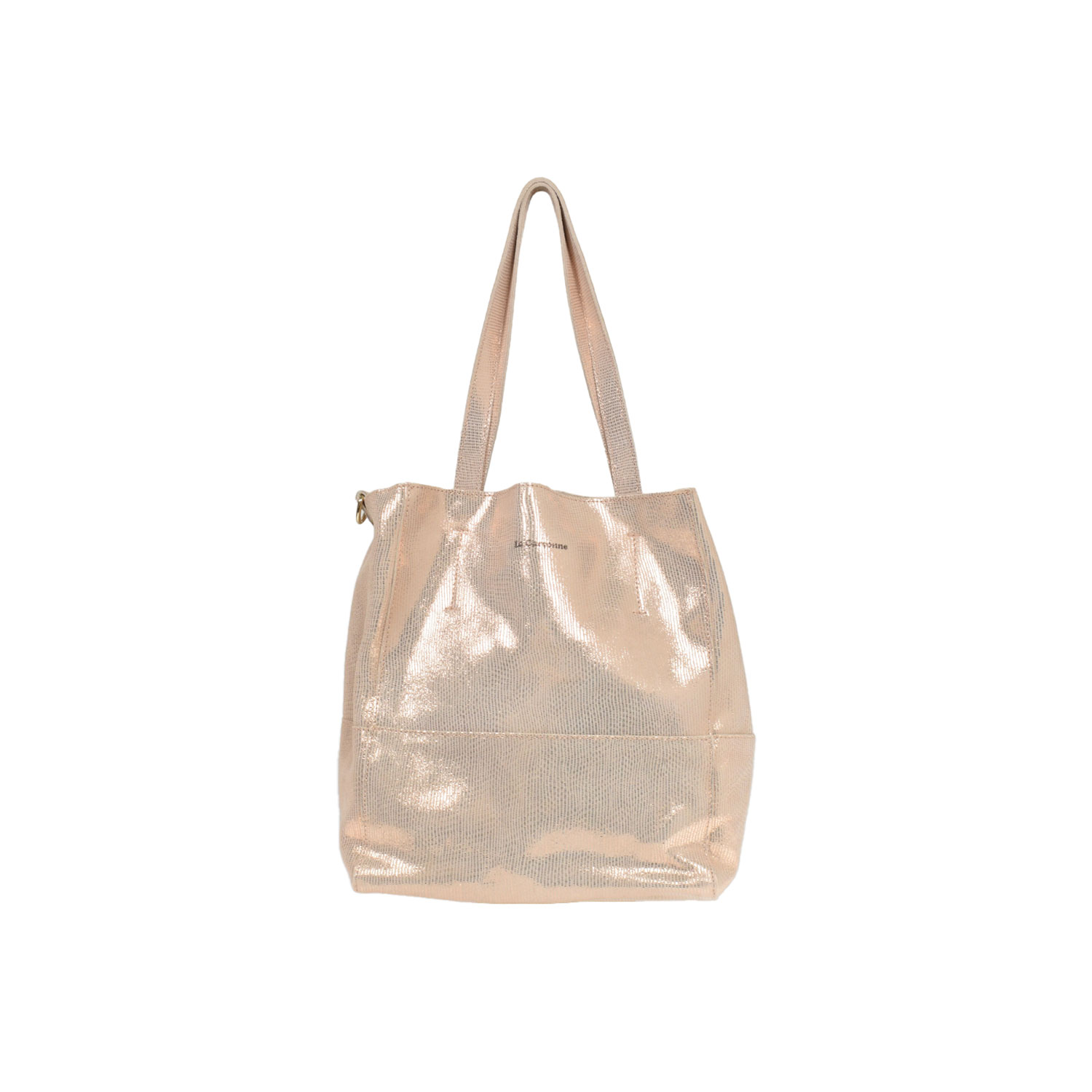 La Garçonne Accessoires Mini Lucie Shopper aus rosegoldfarbenem, strukturiertem Leder von La Garçonne Accessoires. Vorne