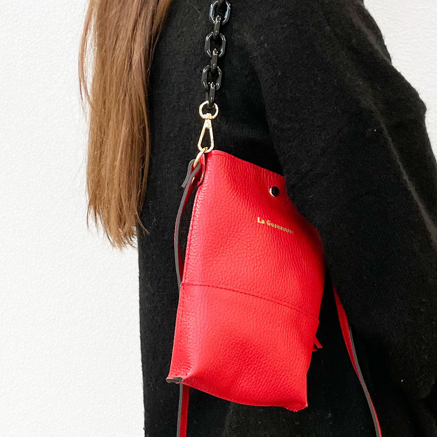 La Garçonne Accessoires Monroe Mini Taschenkette Schwarz von La Garconne Accessoires Packshot model seite