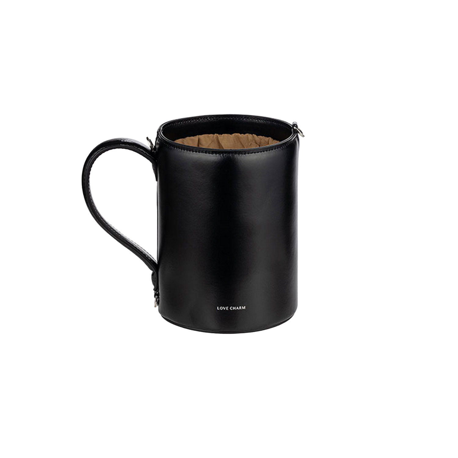 Love Charm Mug Ledertasche in Tassenform in Schwarz von Love Charm vorne