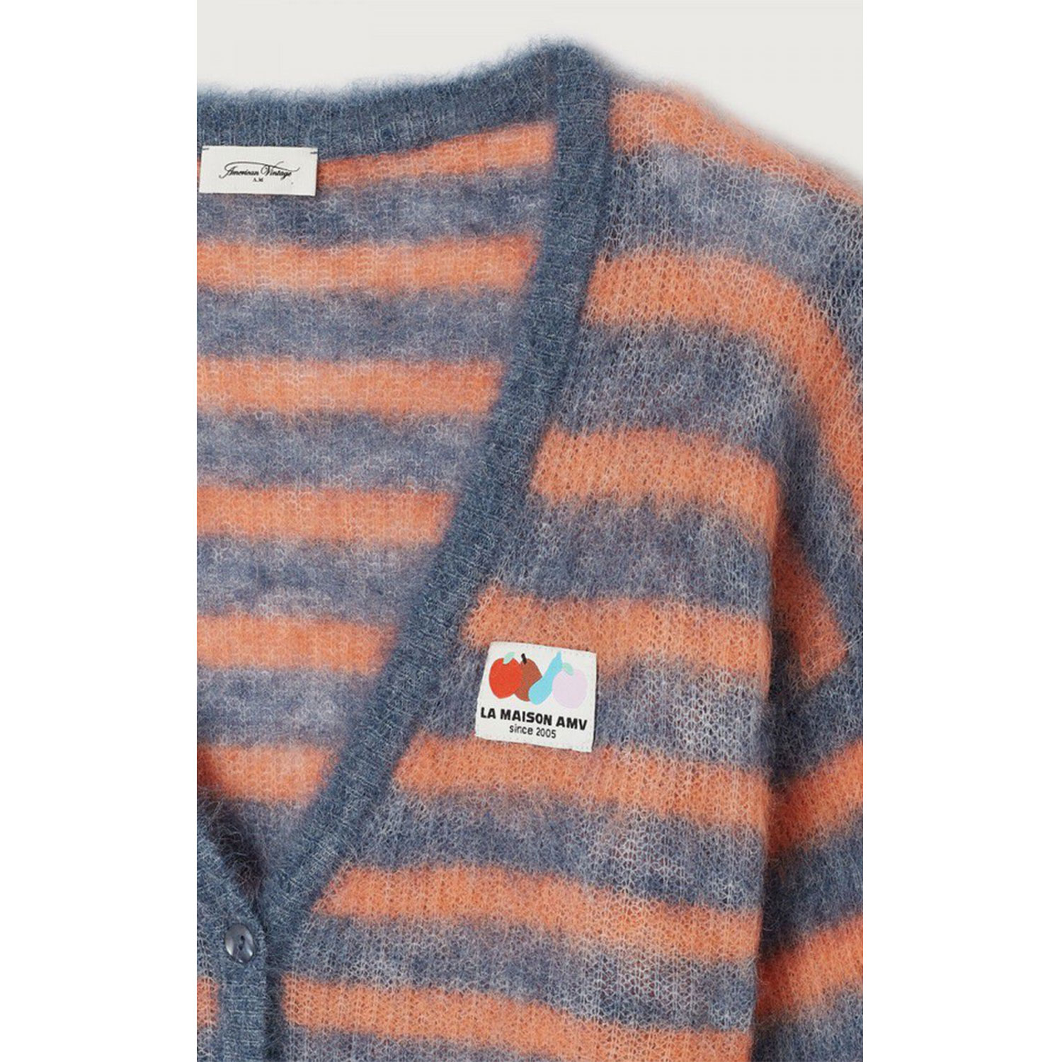 American Vintage Nenybay Cardigan Tornado Melange Striped Fluorescent Orange