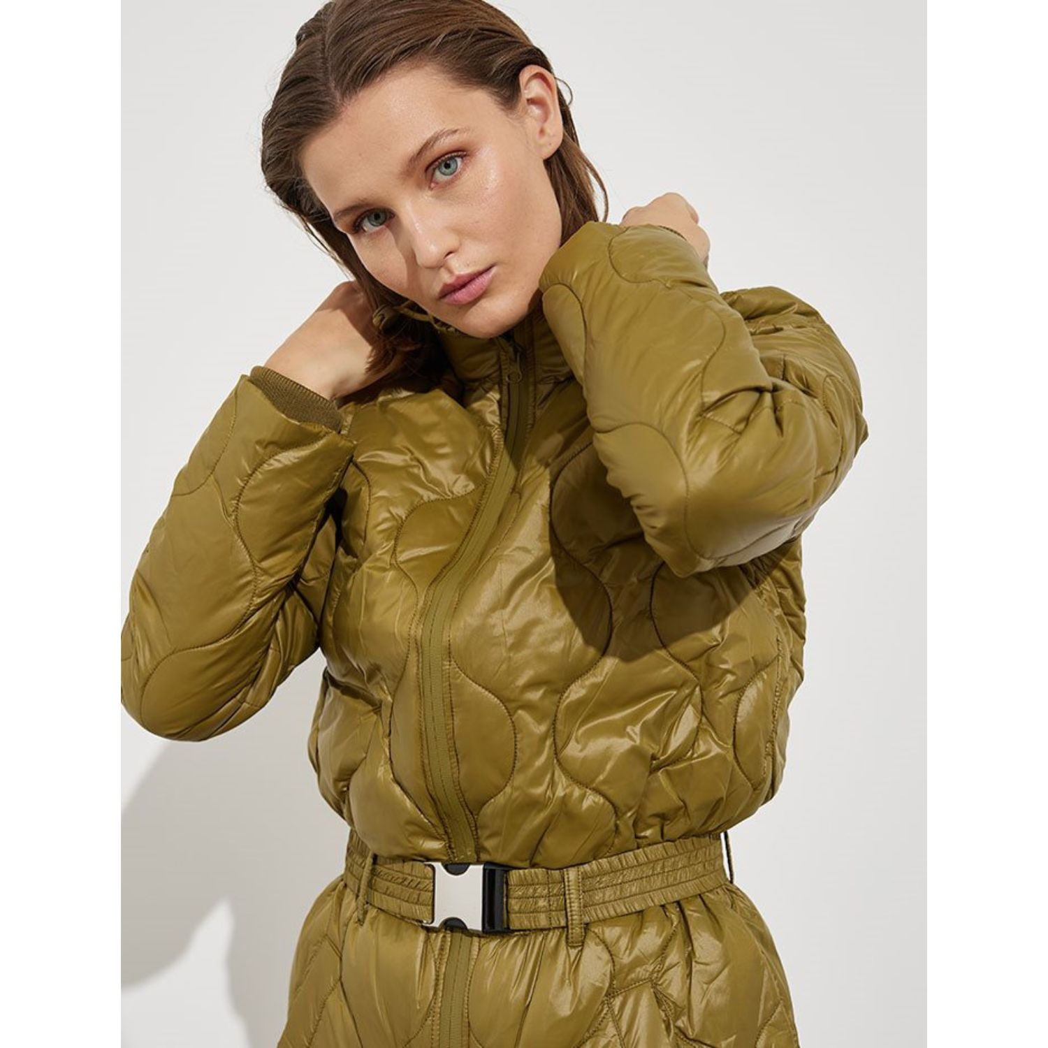 Global Funk Elaina Skianzug olive von Global Funk gesteppt detail