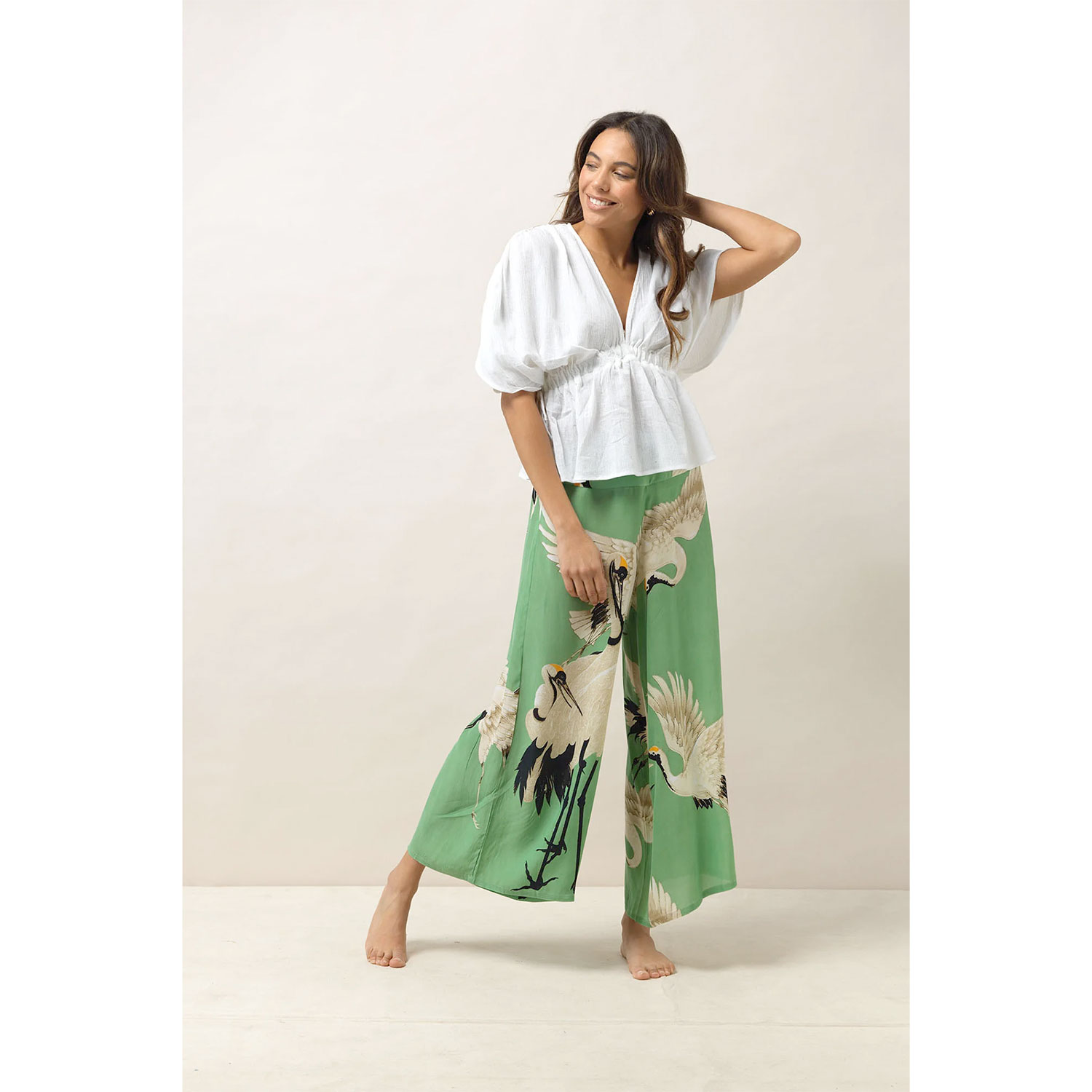 One Hundred Stars Palazzo Hose Stork Pea Green