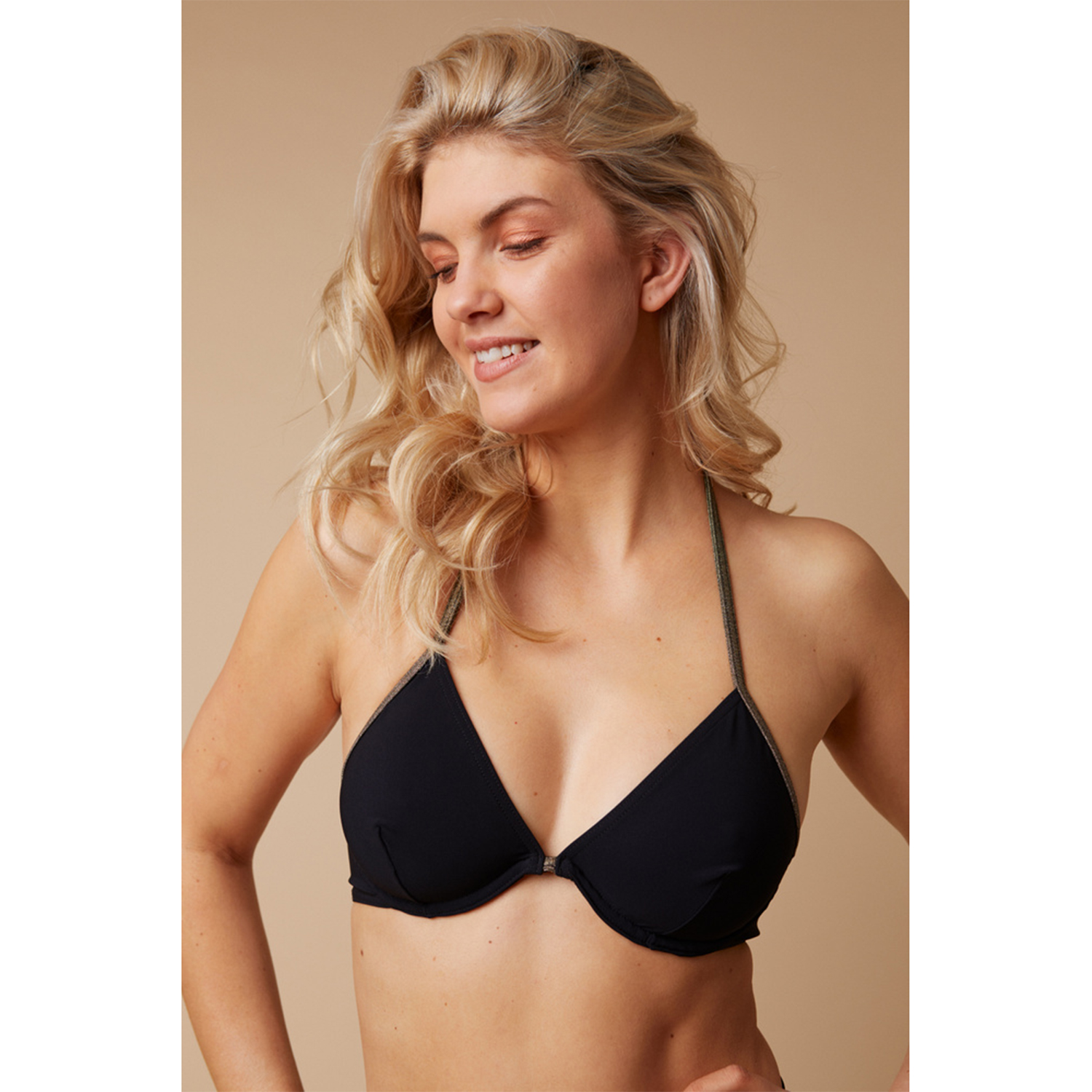 Paula Capri Black Gold Bikini Top von Paula Beachwear vorne