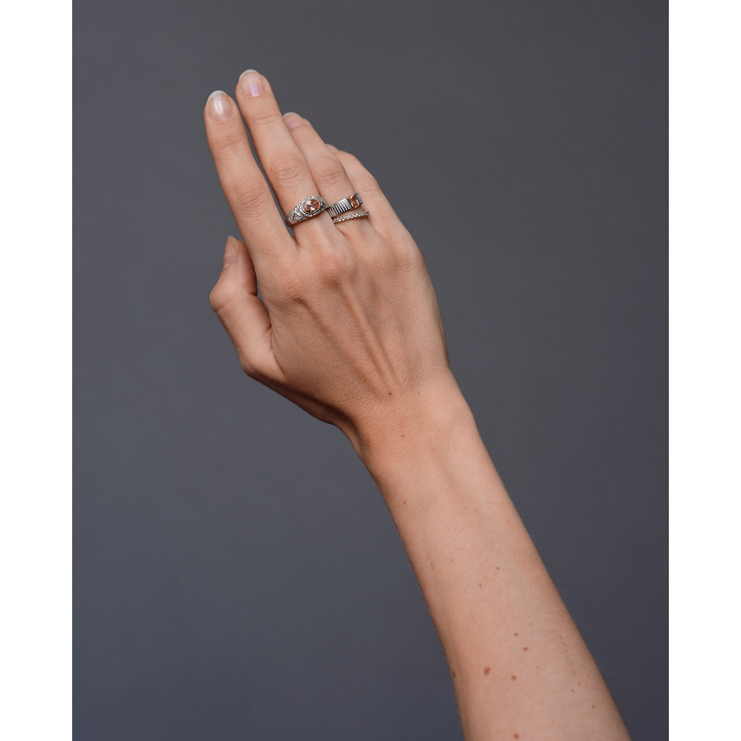 Philippa Studios Pave Ring Champagne Silber