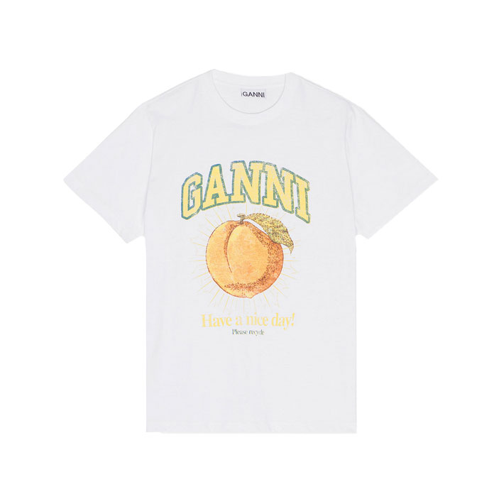 Ganni Peach Relaxed Ganni T-Shirt Weiss vorne