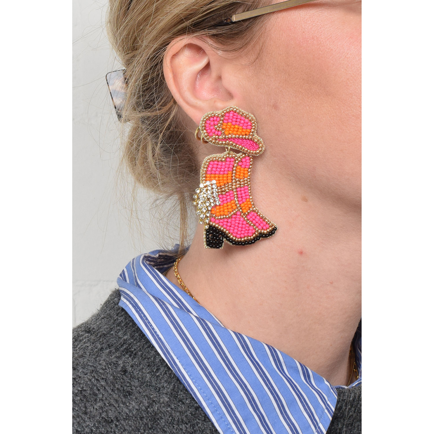 La Garçonne Bijoux Pink Cowboy Boots Ohrstecker