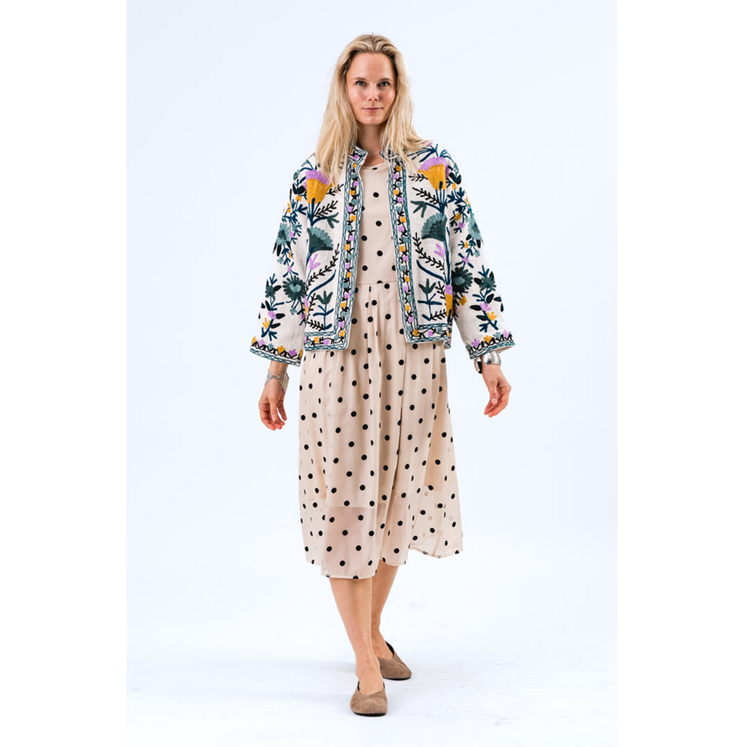 Lolly's Laundry Pisa Midi Kleid Creme