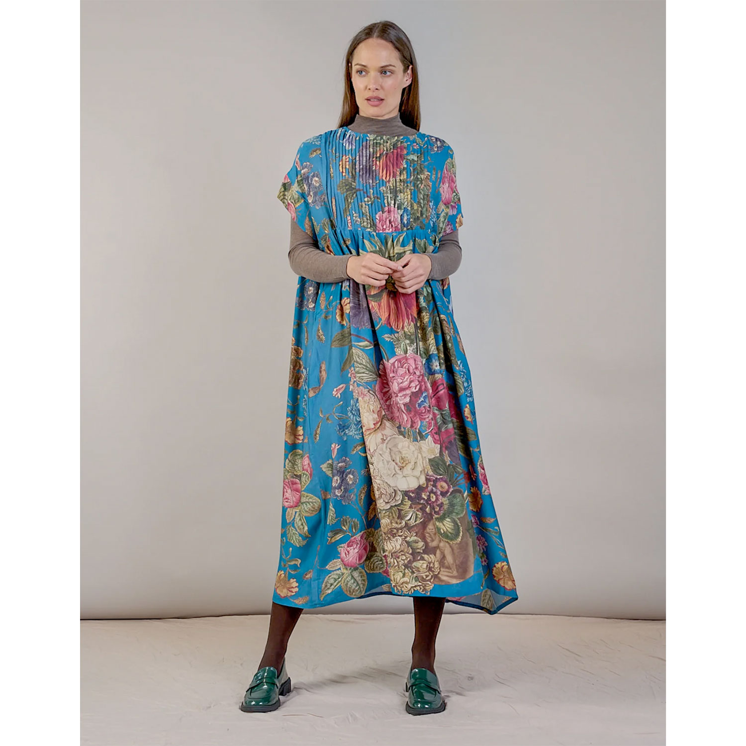 Primula Kleid Plissiert Teal