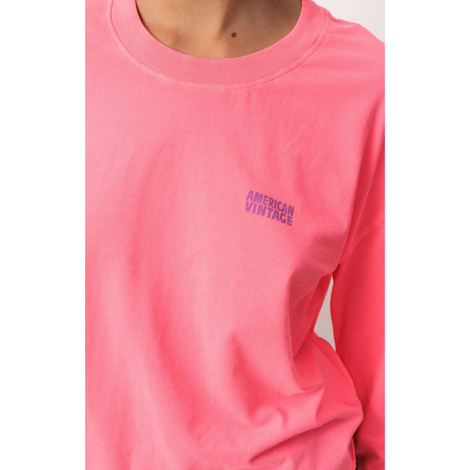 American Vintage Pymaz Langarmshirt Fluorescent Hortensia
