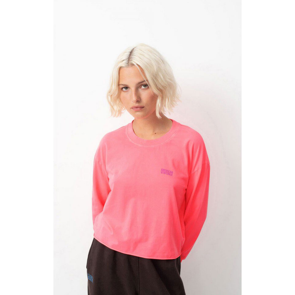 American Vintage Pymaz Langarmshirt Fluorescent Hortensia