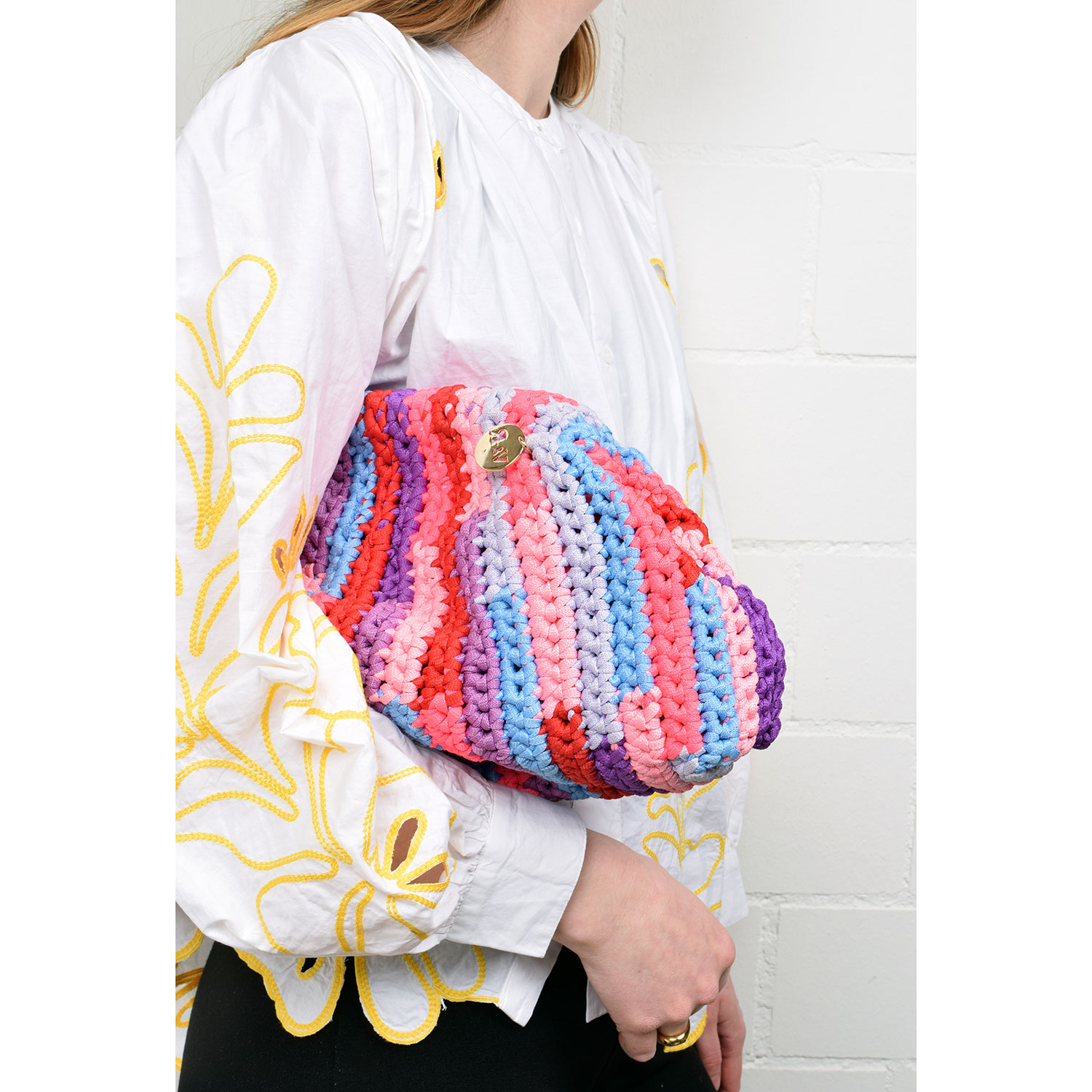 Vasilis & Roxani Rainbow Crochet Clutch Multi Pinks